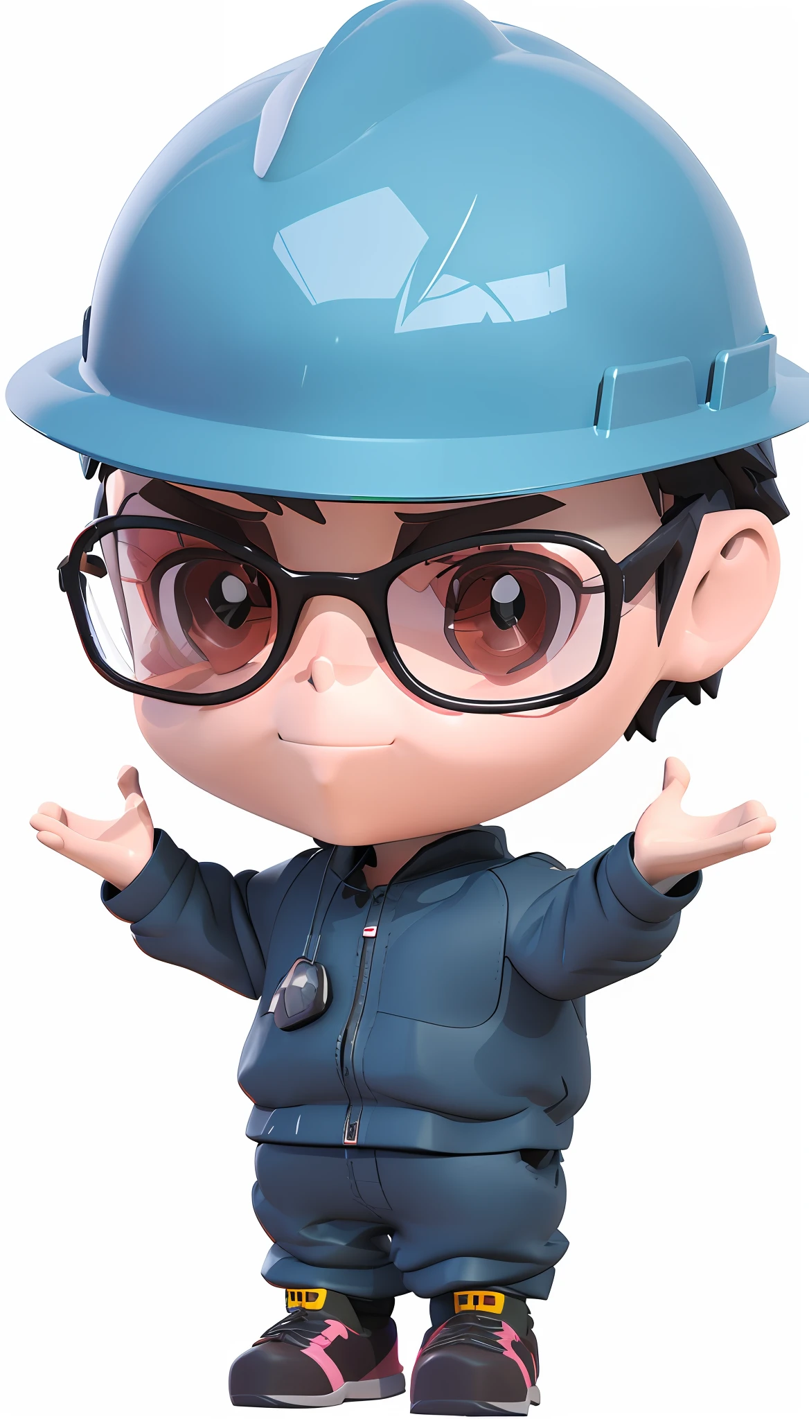 There is a ********** in hard hat and glasses, eating at dinner, Elon Musk's anime Nendoroid, cute 3 D rendering, cute characters, art rendering, close-up characters, 2 D illustration, 2D illustration, anime style 3D, kawaii headquarters rendering, Nendoroid 3 D, high quality portraits, highly detailed characters, engineers, 3D characters