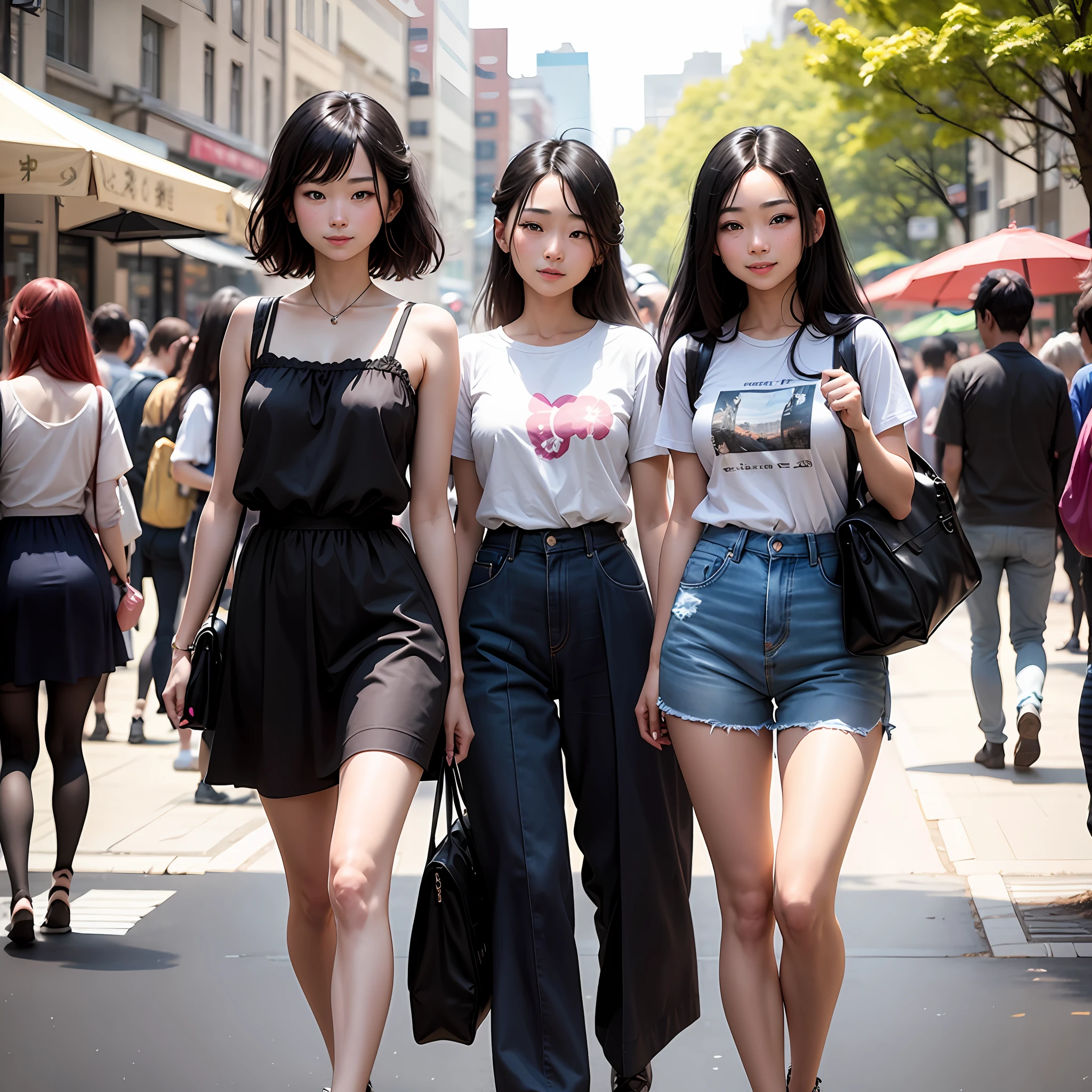 beautiful_girl、1girl, long_straight_hair, ahoge, highest_quality、フォトリアリスティック、超詳細、full_body、skinny_figure thin_thigh, less_exposed, gentle_face, thoughtful_face, mischievous_smile, Sapporo_odori_park, first_summer