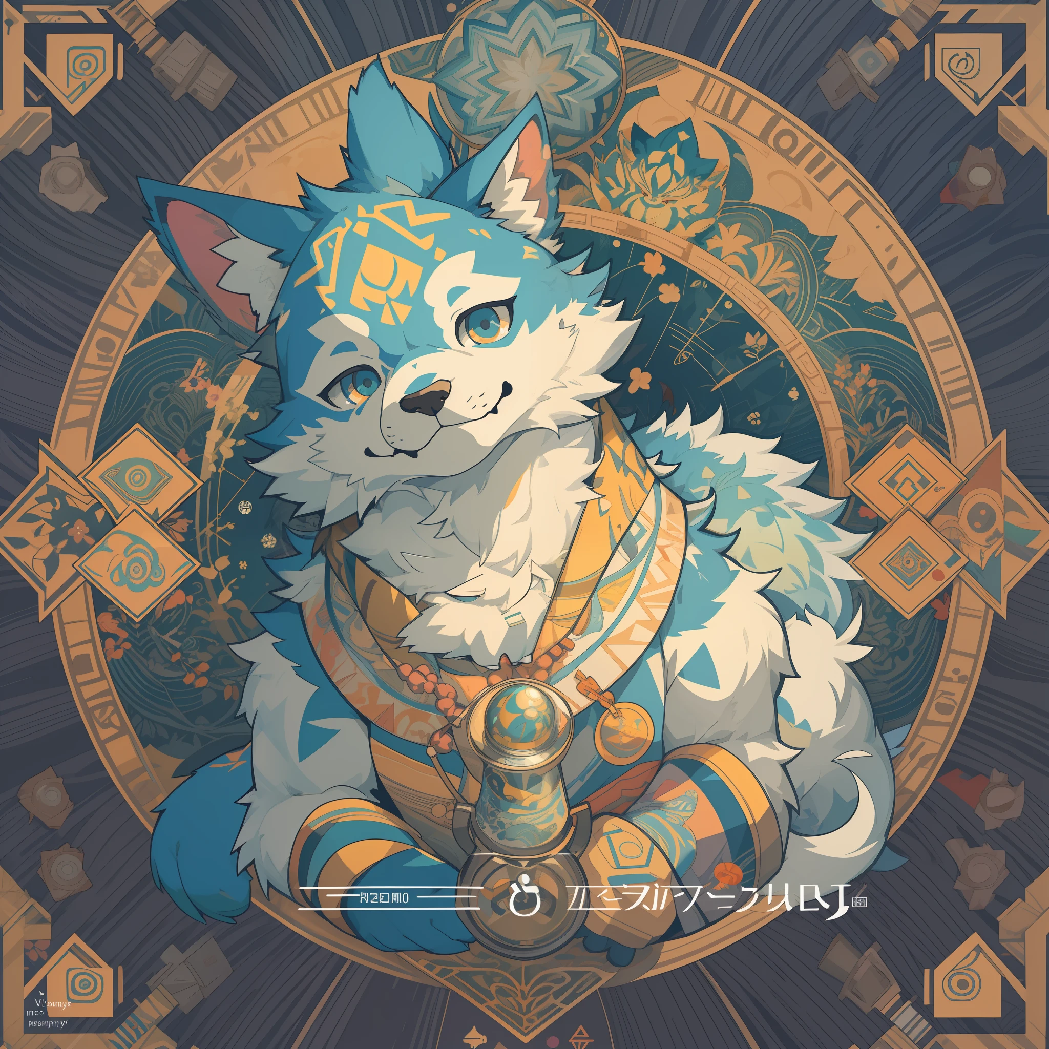 top quality, stamp Design, kaleidoscope, Geometric pattern, best quality, poster, rzminjourney, vector-art, High-quality illustrations by Victo Ngai, masterpiece(kemono, furry anthro)logo mark, round,