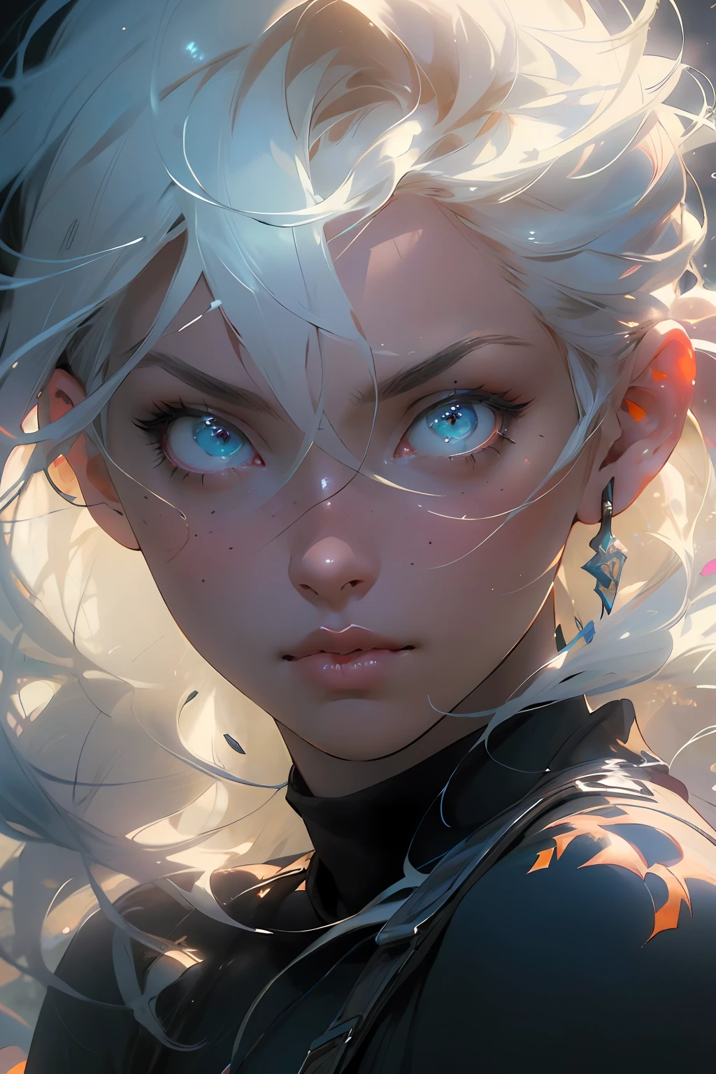 moody lighting, tranquil, calm, glow,masterpiece, best quality,1girl,
(JinxLol:1.2), (ultra photorealistic:1.3), (masterpiece:1.4), best quality, ((realistic)), high quality, ultra detailed, ((Real picture)), ((realistic skin)), ((realistic face)),(illustration:1.05), (beautiful:1.05), (beautiful detailed eyes:1.05), (cinematic light:1.1), light blue highlights, full body