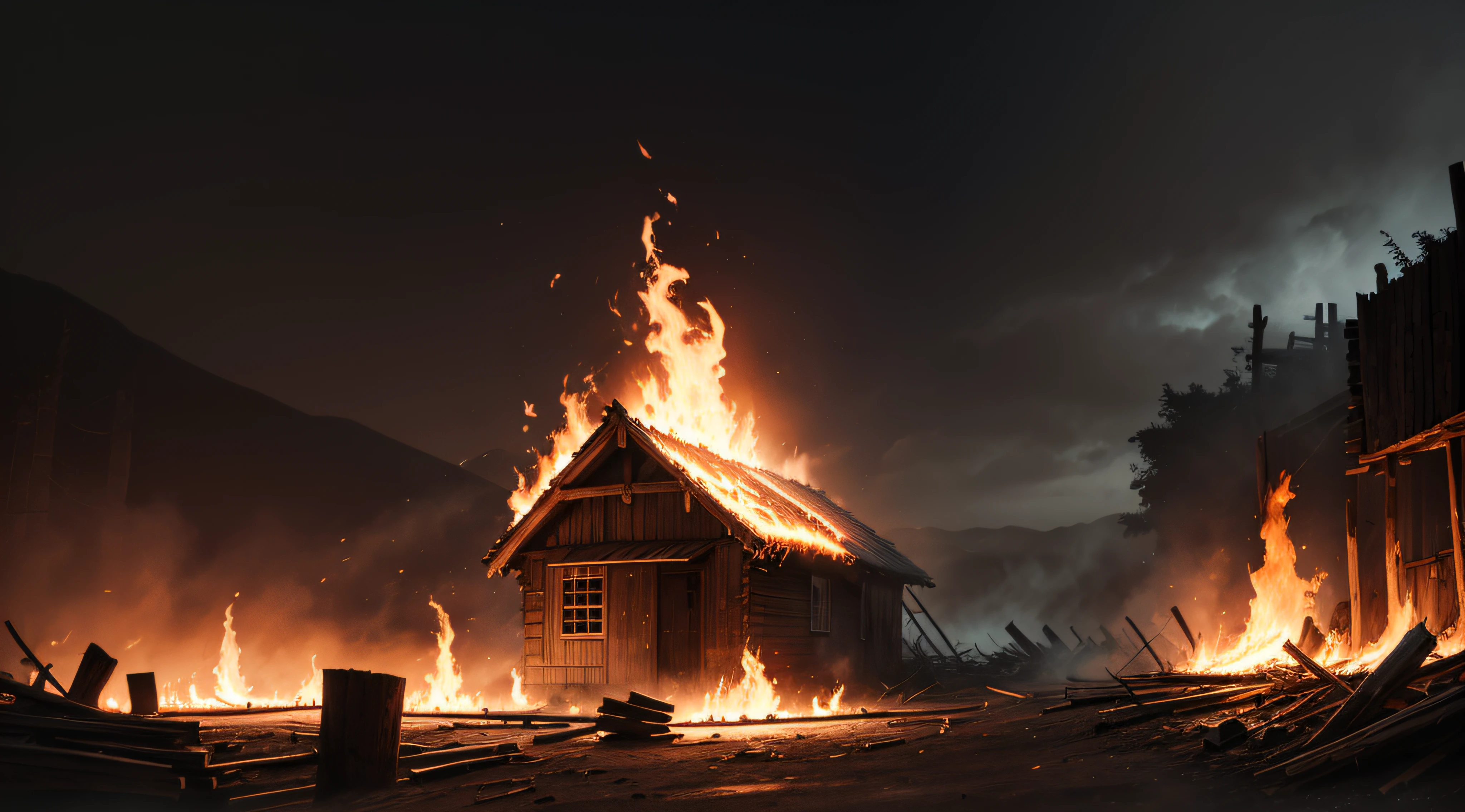 Fire, wood in the midst of darkness --auto