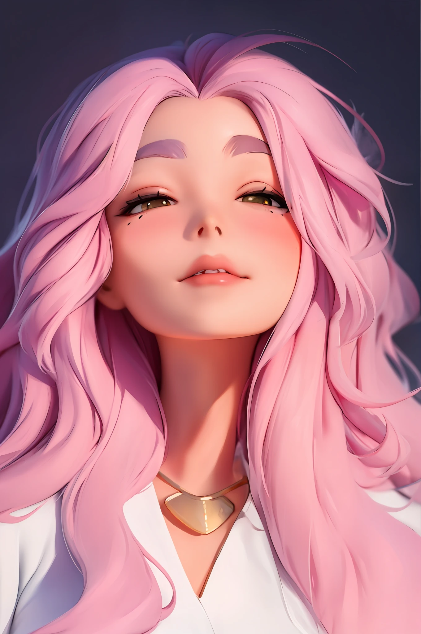 A woman with pink hair and a white shirt, artwork in the style of Guweiz, Ross 1. 0, Rossdraw portrait, Rossdraw vibrant pastel, Rossdraw 2. 0, :: Rossdraws, Rossdraws, 2. 5, RossDraw digital painting, loish art style, kawaii realistic portrait, realistic art style, detailed bass. digital painting, butterflies in hair