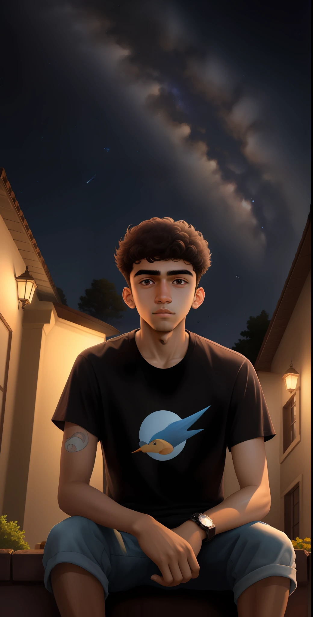 17 year old brown boy watching the stars