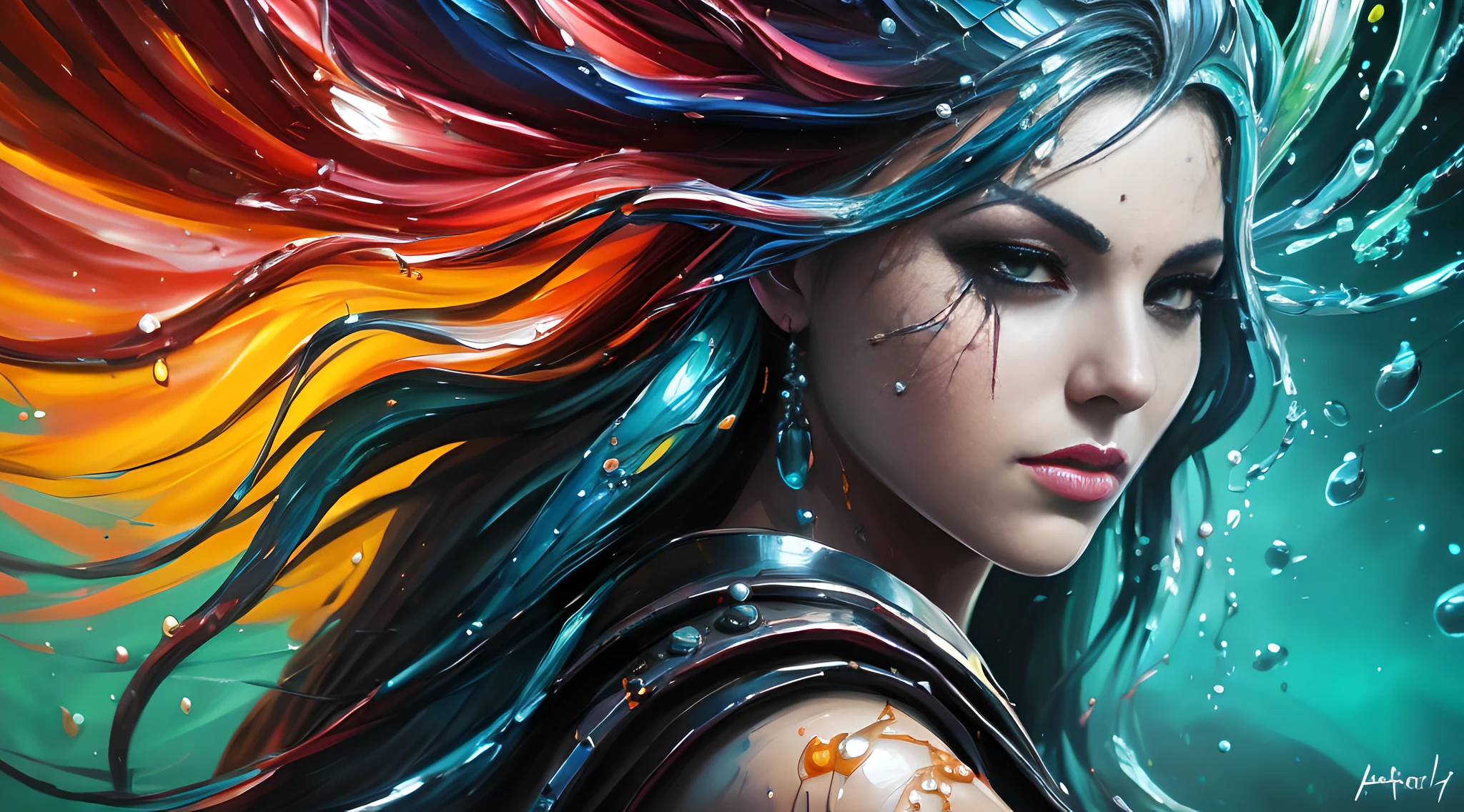 portrait+, realistic portrait, photorealistic, ultra realistic, real human model, Splash Art ,Beautiful Woman , Surrealistic, Epic, Artstation, Splash Style Of Colorful Paint, Splash Swirling Dripping Melting, Contour, Hyperdetailed Intricately Detailed , Fantasy, Unreal Engine, Fantastical, Intricate Detail, Splash Screen, Complementary Colors, Fantasy Concept Art, 8k Resolution, Deviantart Masterpiece, Oil Painting, Heavy Strokes, Paint Dripping, Splash Arts, Neon Ambiance