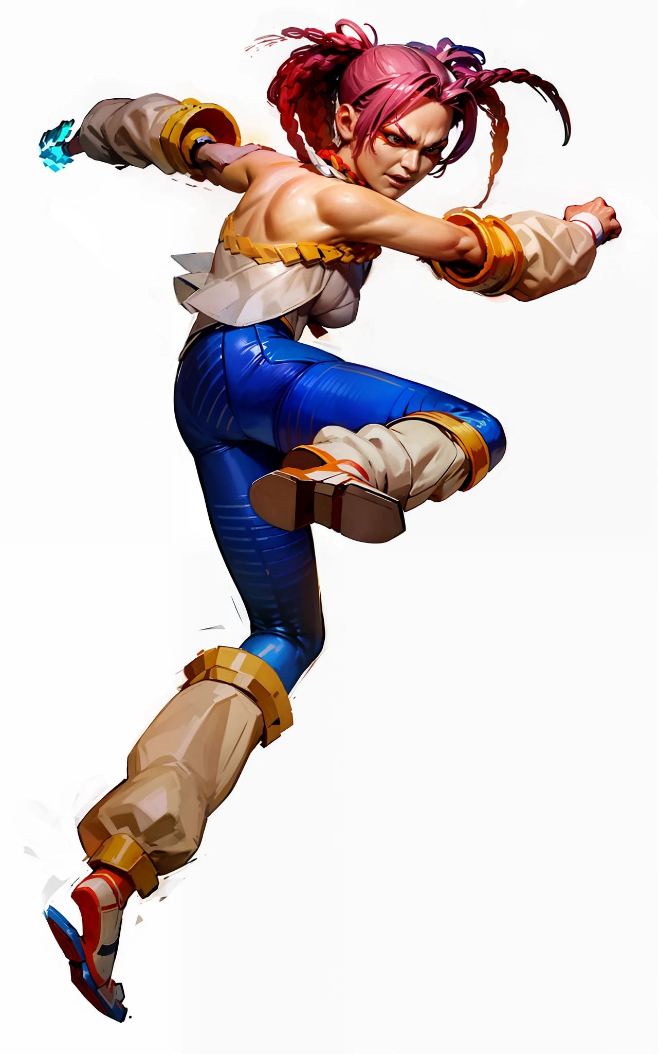 a close up of a cartoon character in a blue outfit, fighting game character, heroic kicking pose, dynamic moving pose, fighting pose, fight pose, dynamic action pose, fighter pose, heroic jumping pose, fullbody!! dynamic action pose, full body with dynamic pose, in an action pose, full body action pose, game character, positing on rock super hero pose