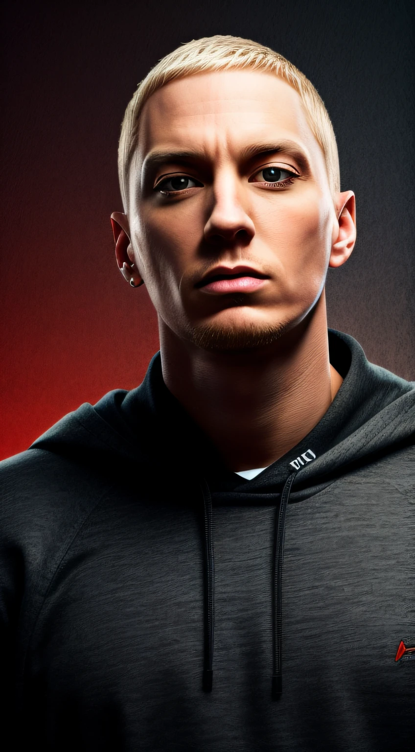 1man, very Eminem, blonde hair, confident, passion, portrait, front look, 4k, high-res, best quality, illustration, colorful