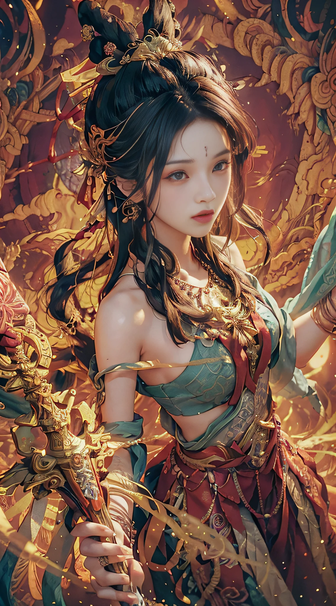 wanjian, multiple weapon (glowing weapon)
official art, unity 8k wallpaper, ultra detailed, beautiful and aesthetic, masterpiece, best quality, photorealistic, (zentangle, mandala, tangle, entangle), extreme detailed, dynamic angle, the most beautiful form of chaos, elegant, a brutalist designed, vivid colours, romanticism
zhongfenghua