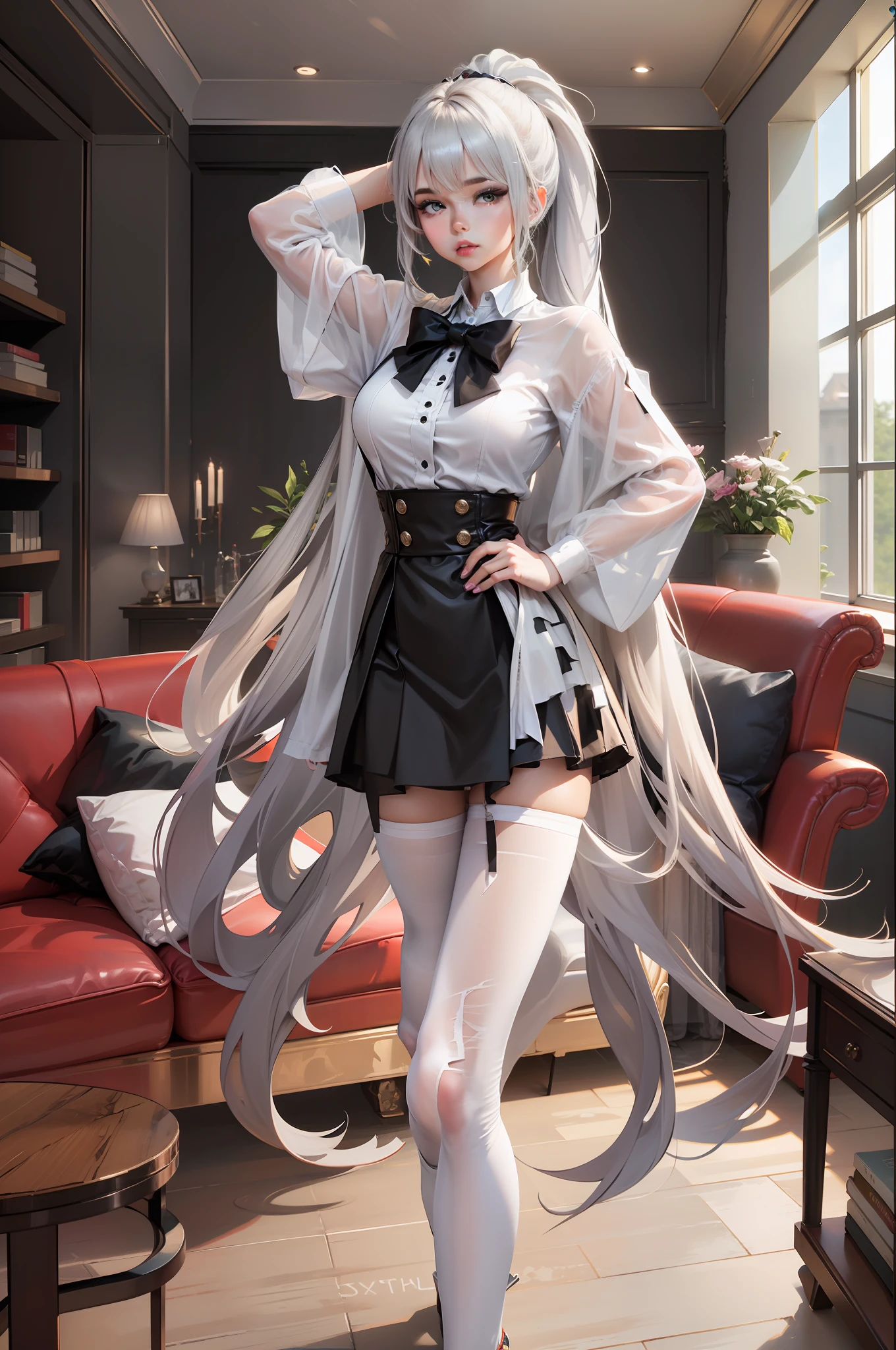 White transparent pantyhose