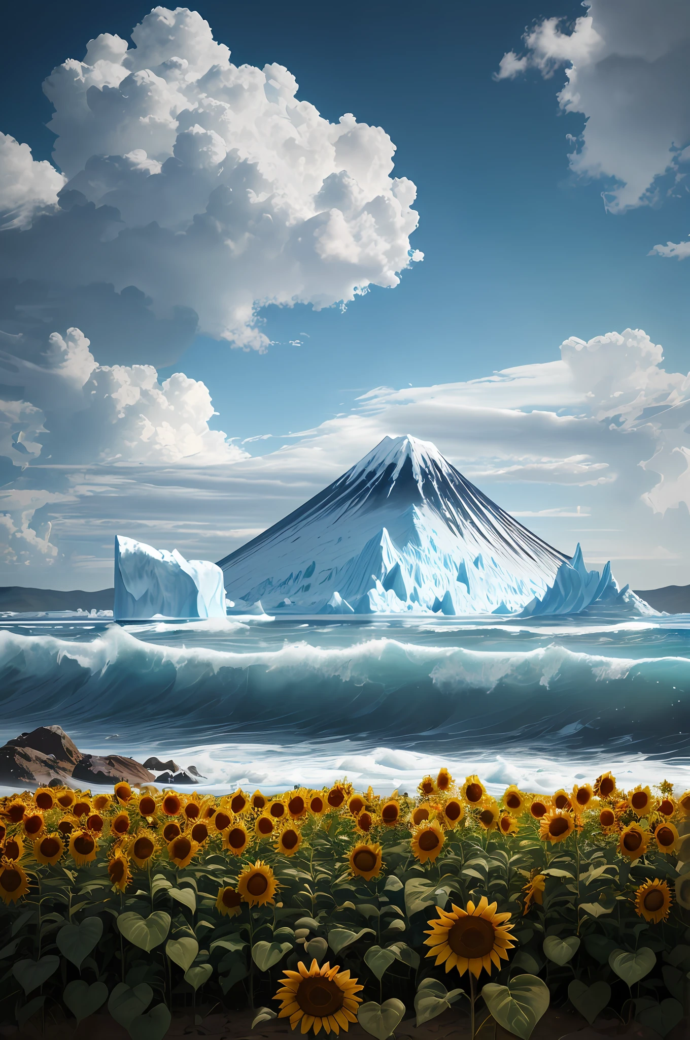An iceberg shaped like Mt. Fuji