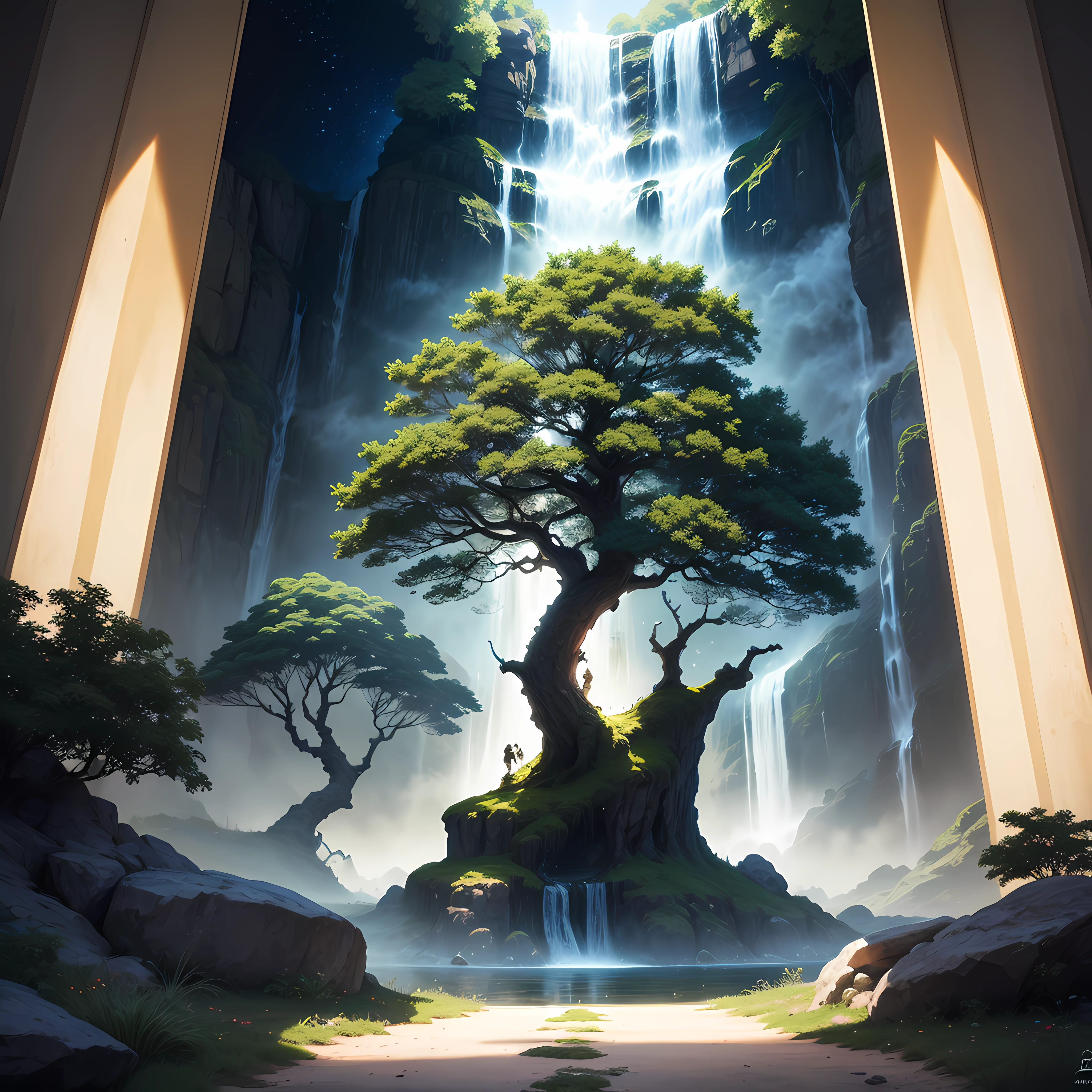 tree of life in galaxy, universe, dramatic, fantasy, waterfall, ultra HD --auto