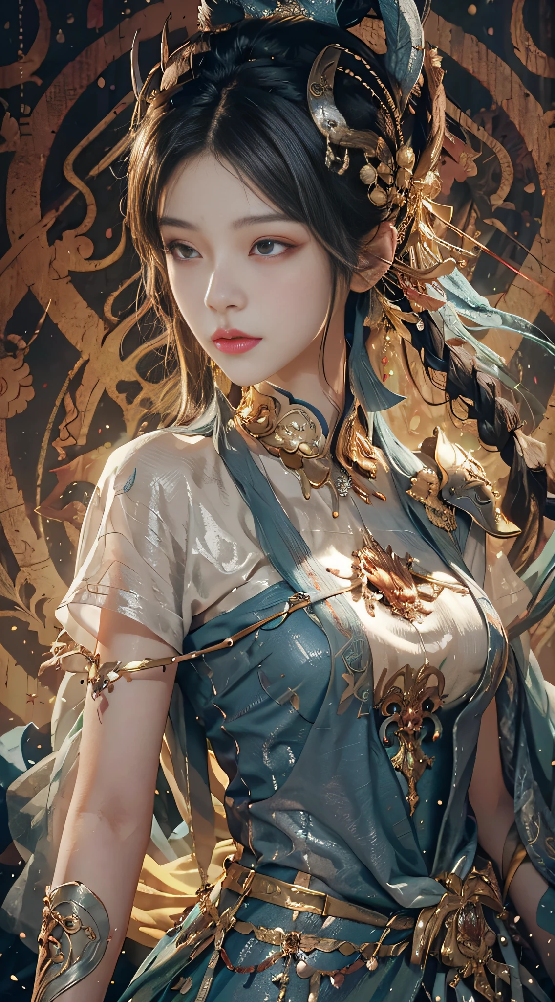 a close up of a woman in a silver and blue dress, chengwei pan on artstation, by Yang J, detailed fantasy art, stunning character art, fanart best artstation, epic exquisite character art, beautiful armor, extremely detailed artgerm, detailed digital anime art, artgerm on artstation pixiv, armor girl