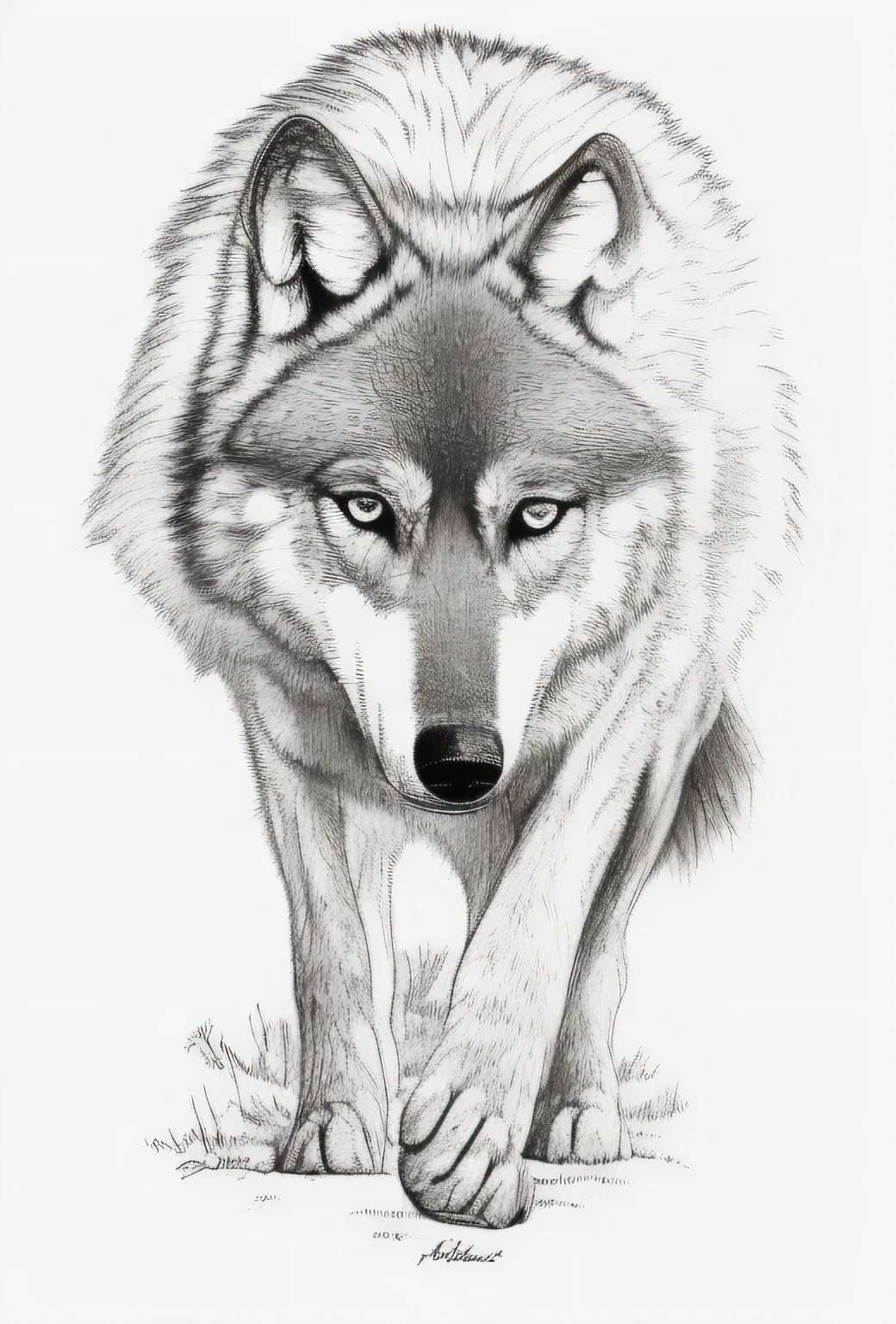 a drawing of a wolf with a sign that says strength, portrait of a wolf, by Wolf Huber, great wolf, wolves and their treasures, white wolf, wolf, a white wolf, wolf portrait, highly detailed animal, inspired by Wolf Huber, furry wolf, portrait of a wolf head, pen and ink work. sharp focus, wildlife drawing