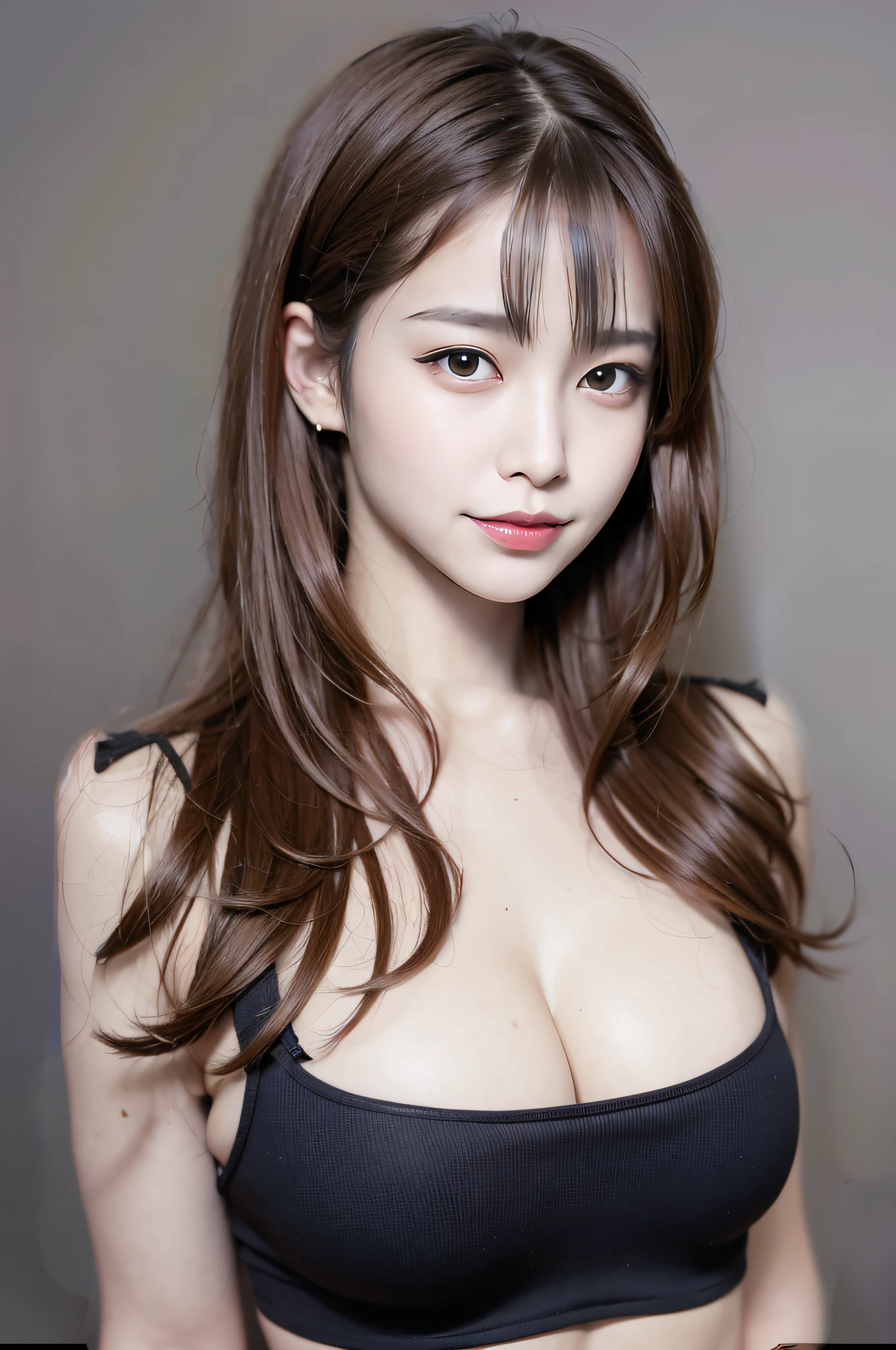 brown hair, half-up,