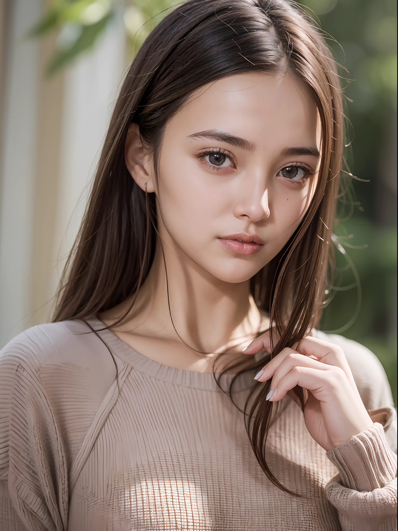 Nikon RAW Photography, 8k, Fujifilm XT3, Masterpiece, Top Quality, Realistic, Photorealistic, Ultra Detail, 1 Girl, nvshen, , sweater, soft hair, very delicate quality, very delicate eyes, very delicate skin