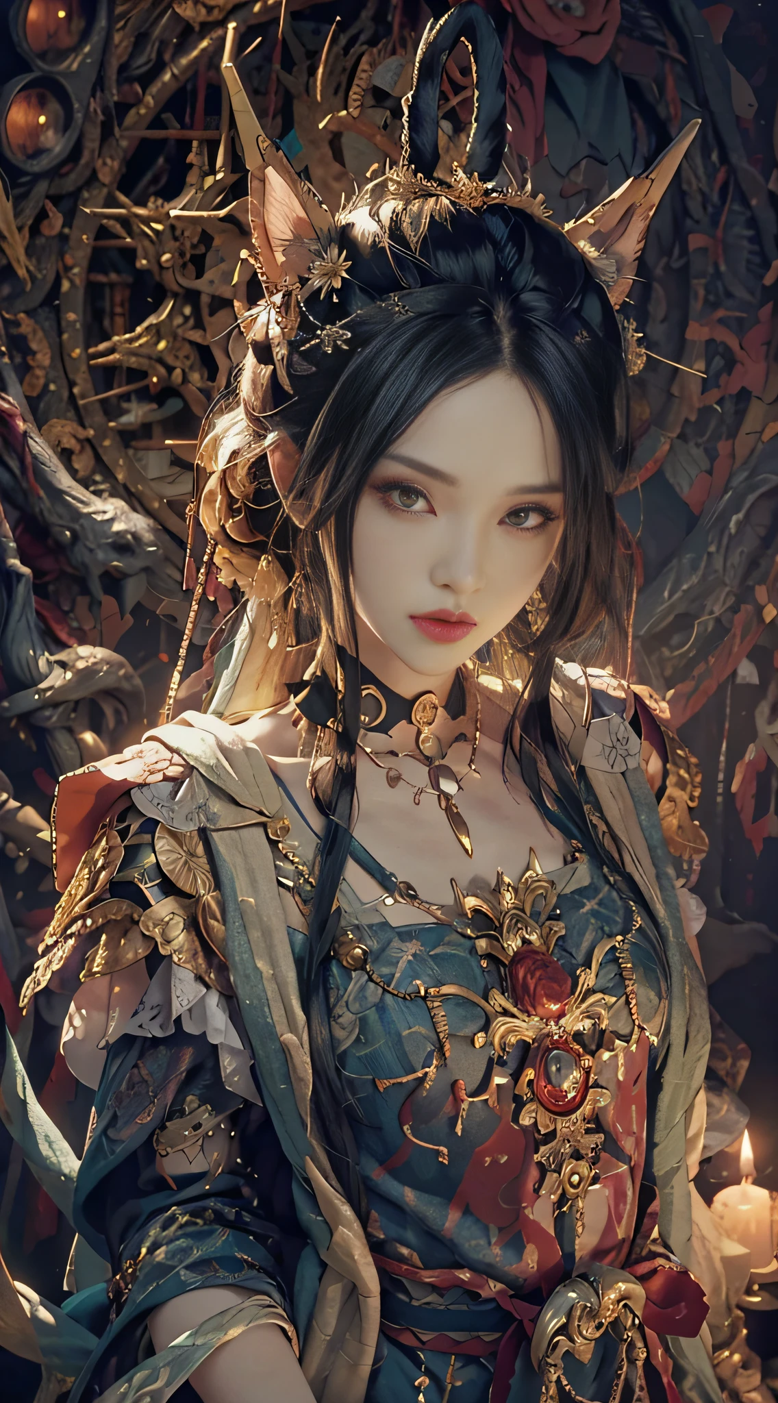 (highly detailed 8k wallpaper), medium shot photo of a frightening necromancer, intricate, high detailed, dramatic, 3D
