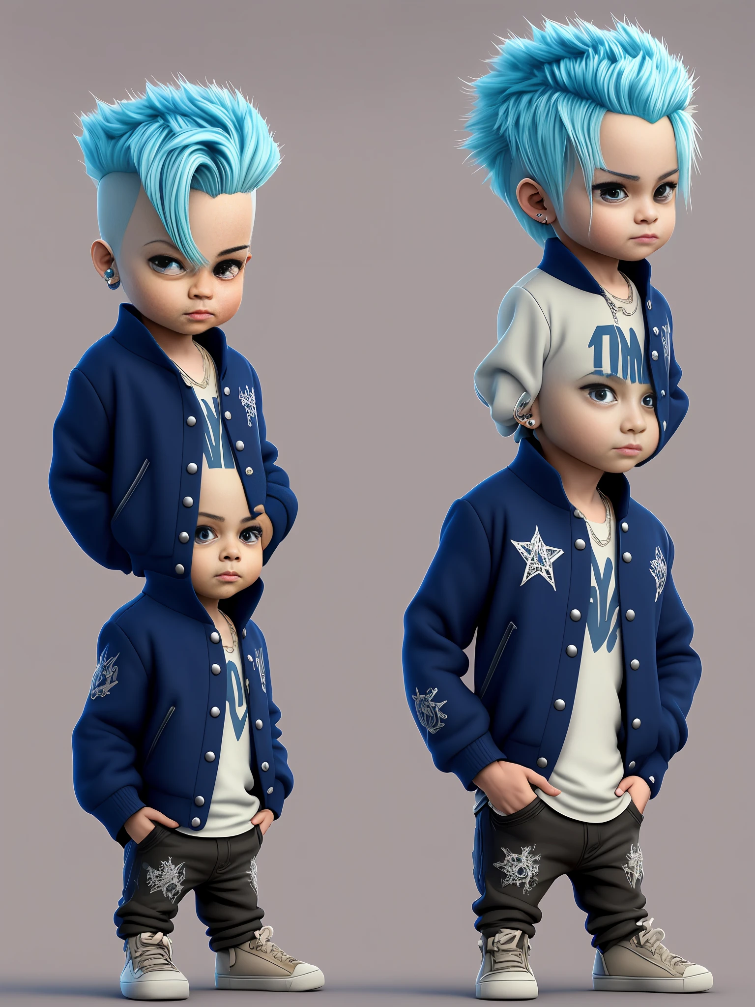 there are three different poses of a boy with blue hair, high detail iconic character, 3 d render stylized, stylized character, stylized 3 d, stylized anime, stylized character design, 3d characters, anime styled 3d, stylized 3d render, 3 d character render, highly detailed character, very stylized character design, 3 d character art
