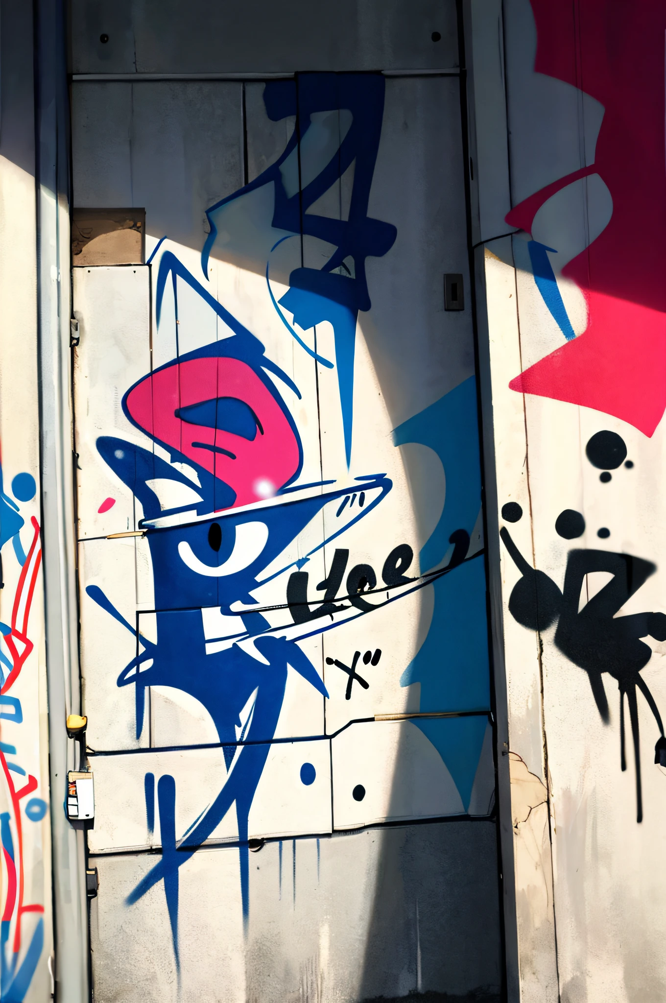 (masterpiece:1.2, best quality), (graffiti wall:1.2), graffiti, white color wall