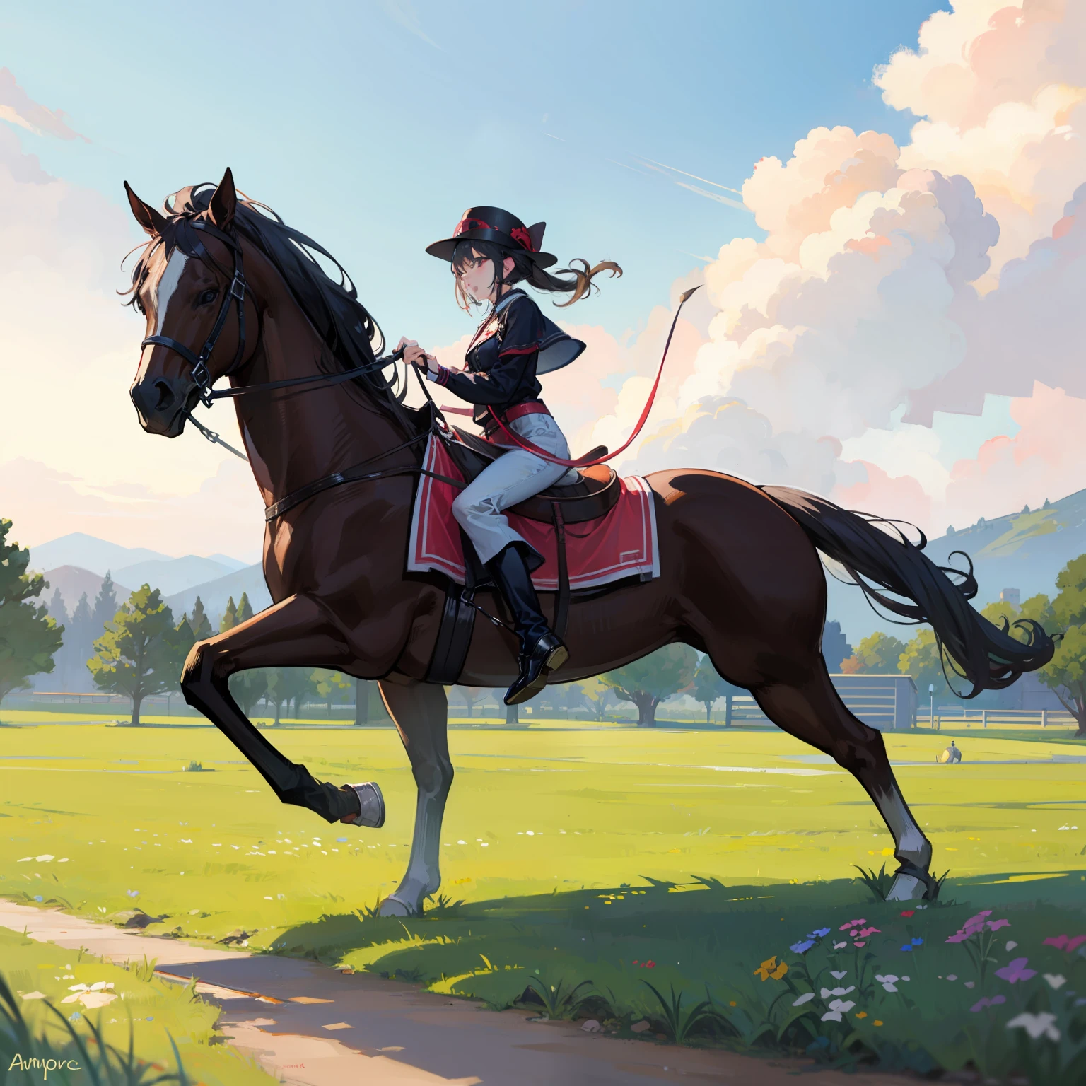 Horses, whips