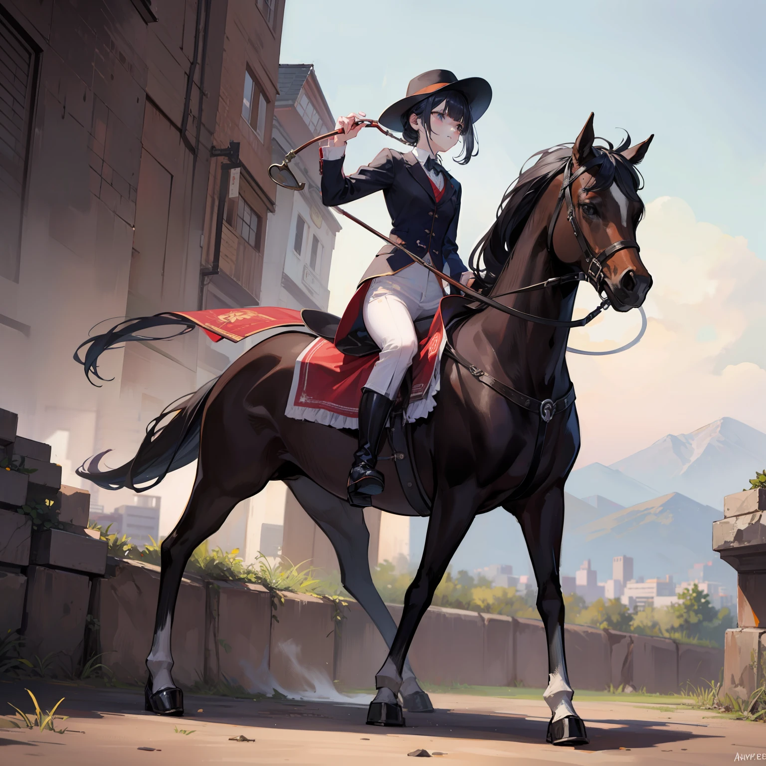 Horses, whips