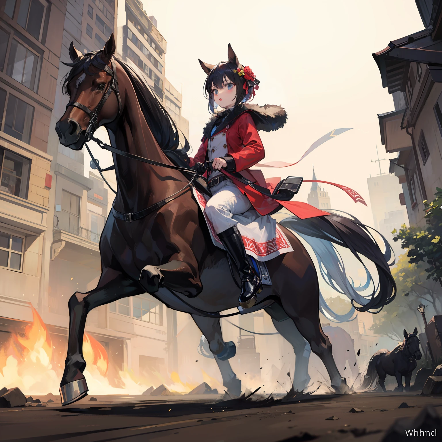 Horses, whips