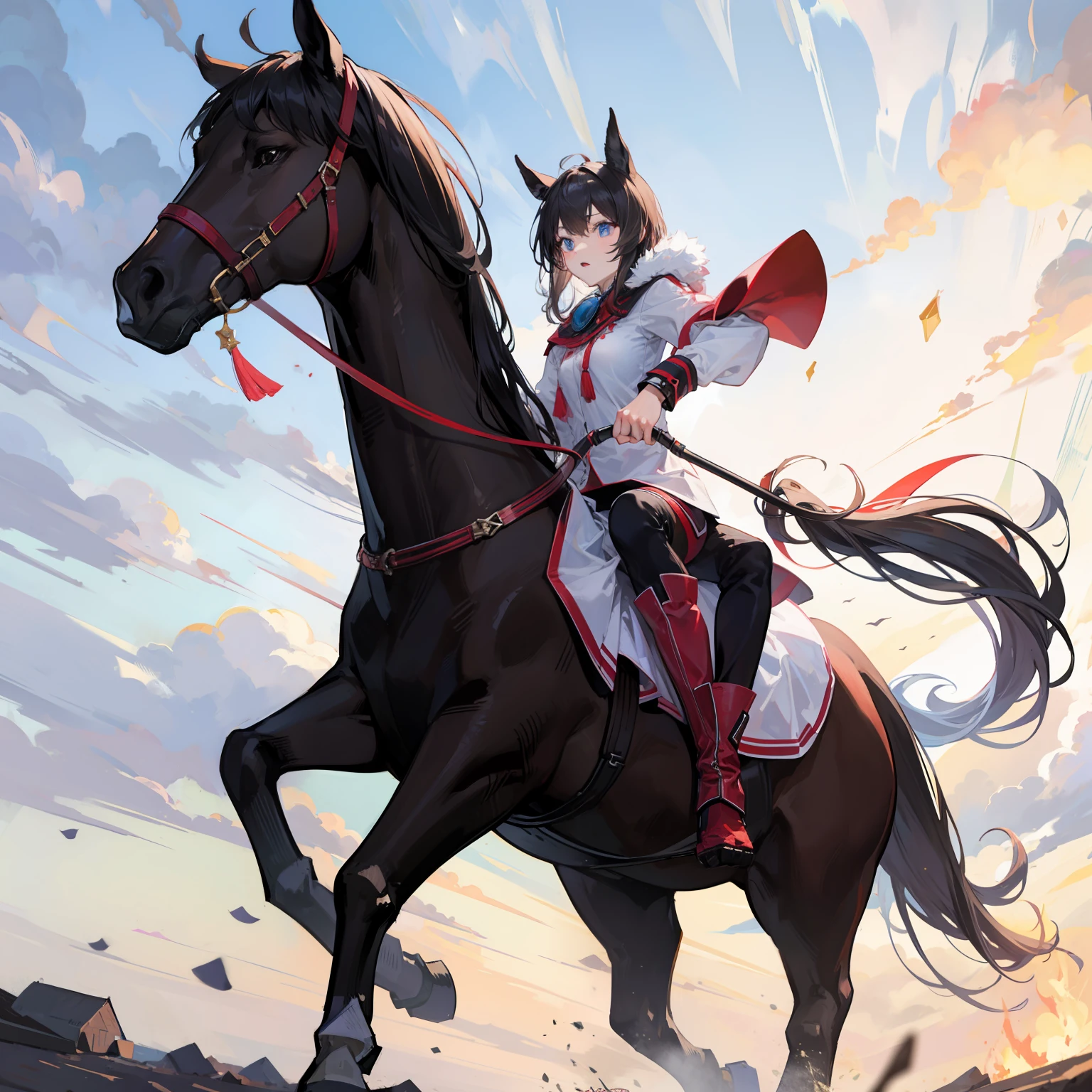Horses, whips