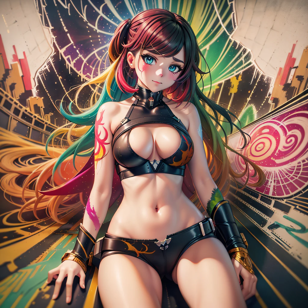 Full-length body shot, ((( ultra warm bright pastel colors))), orange-pink-white colors, sharp focus, LUT, ultra crazy intricate high-resolution textures, textural padding, there is a gorgeous Harley Queen standing in the sandy breeze in her hair, ((((((Charlie Bowother, art by Alena Aenami, art by Albert Bierstadt, art by Carne Griffiths))))), luminism, art of light placement, octane render, Ultra intricate detail, ultra maximalism, romanticism