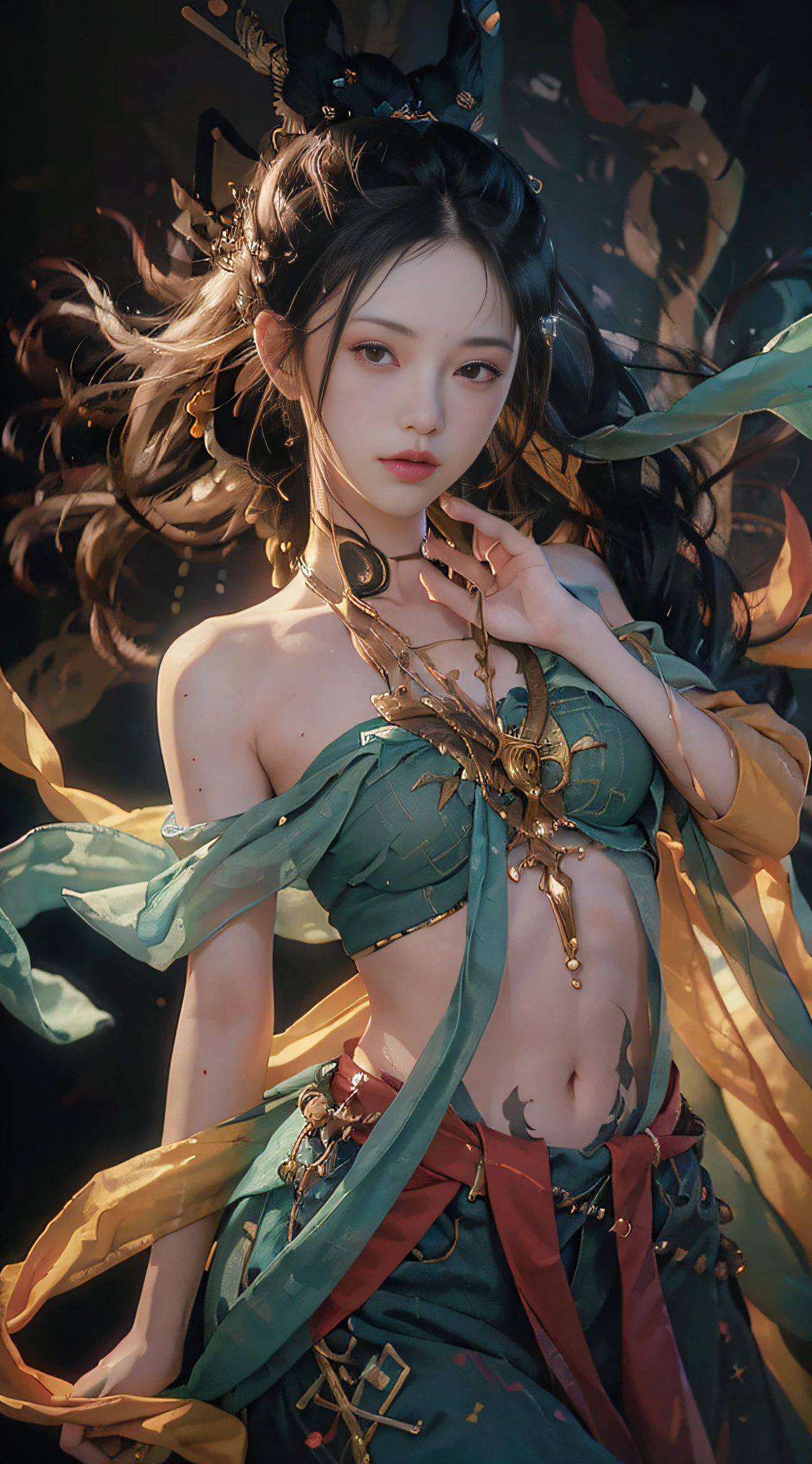 (RAW Photo, Best Quality), (Realistic, Photo Realistic: 1.3), Best Quality, Highly Detailed, Masterpiece, Hyperdetail, Illustration, (1girl: 1.3), Solo, Body Parts, Official Art, Unity 8K Wallpaper, Body Art, Gerhard Richter, Takatoto Yamamoto, Ashley Wood, Atmospheric, Ecstatic Notes, Flow Notes Visible