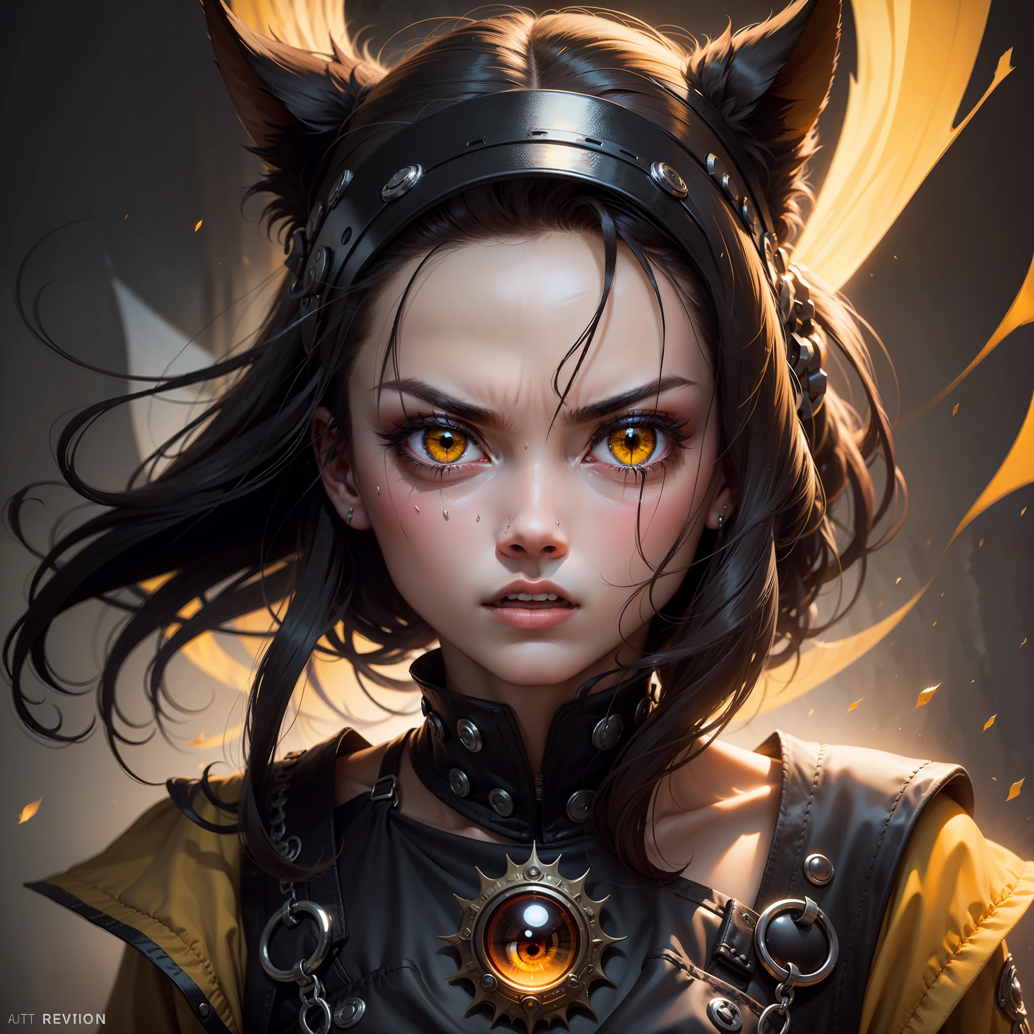 One eye within another bright yellow eye of pure hatred or anger, best quality, masterpiece, ultra revolution --auto