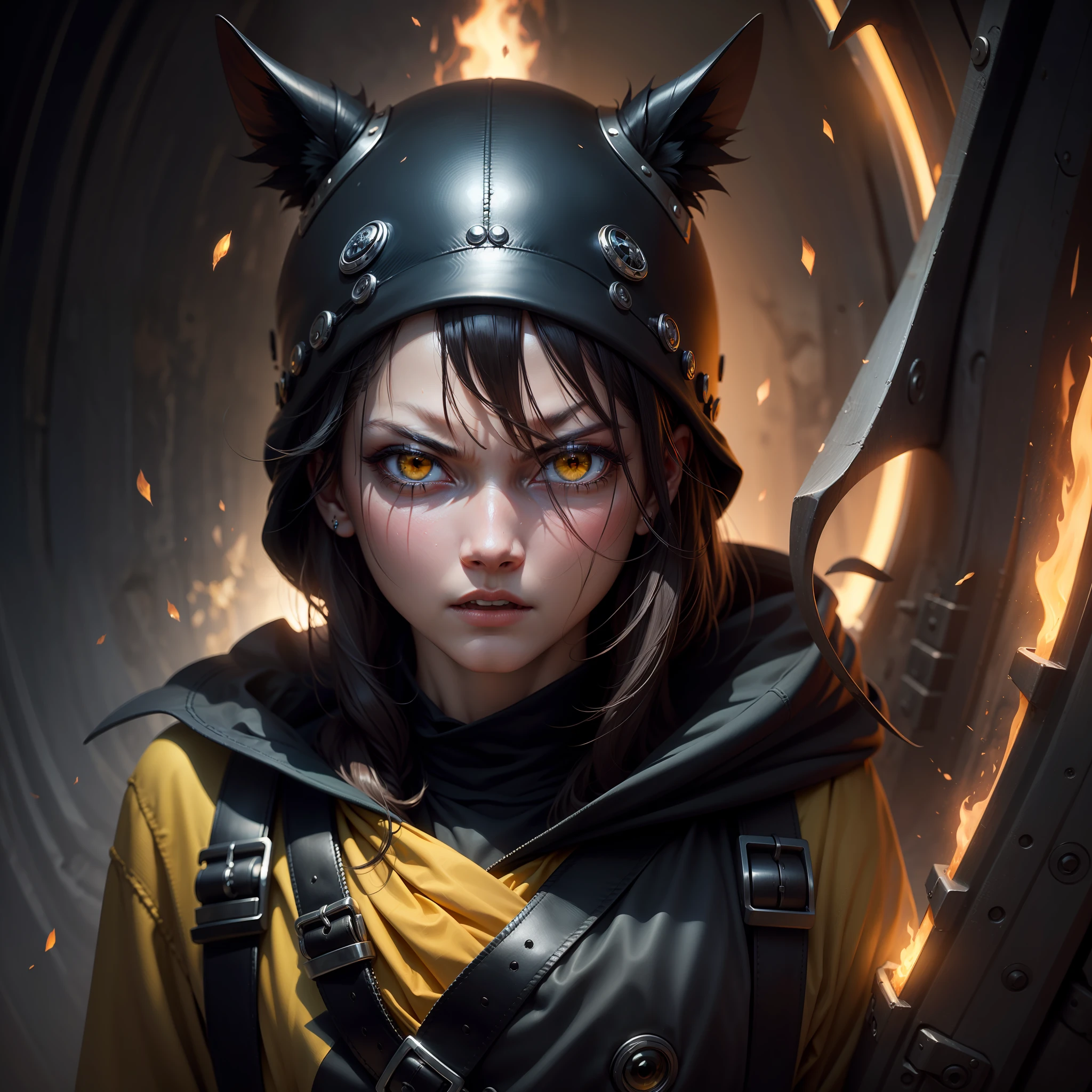 One eye within another bright yellow eye of pure hatred or anger, best quality, masterpiece, ultra revolution --auto