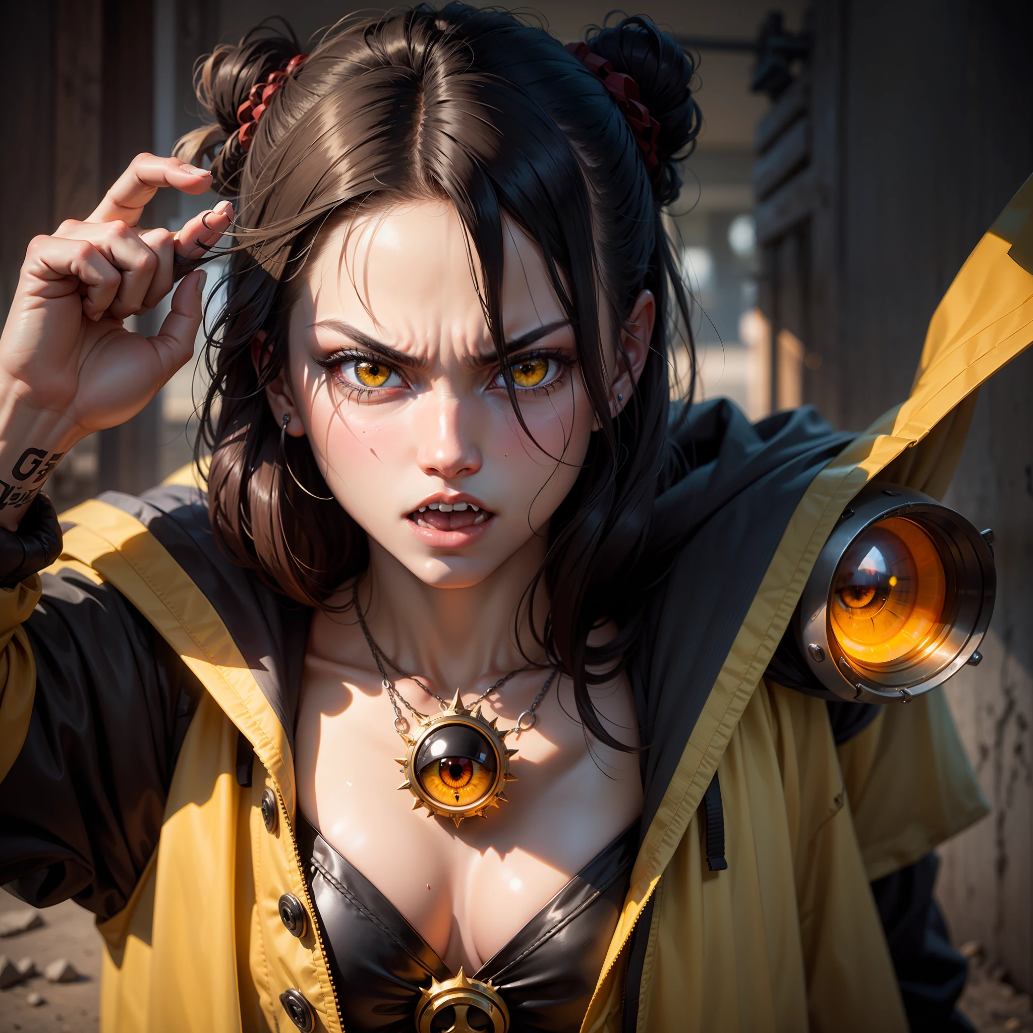 One eye within another bright yellow eye of pure hatred or anger, best quality, masterpiece, ultra revolution --auto