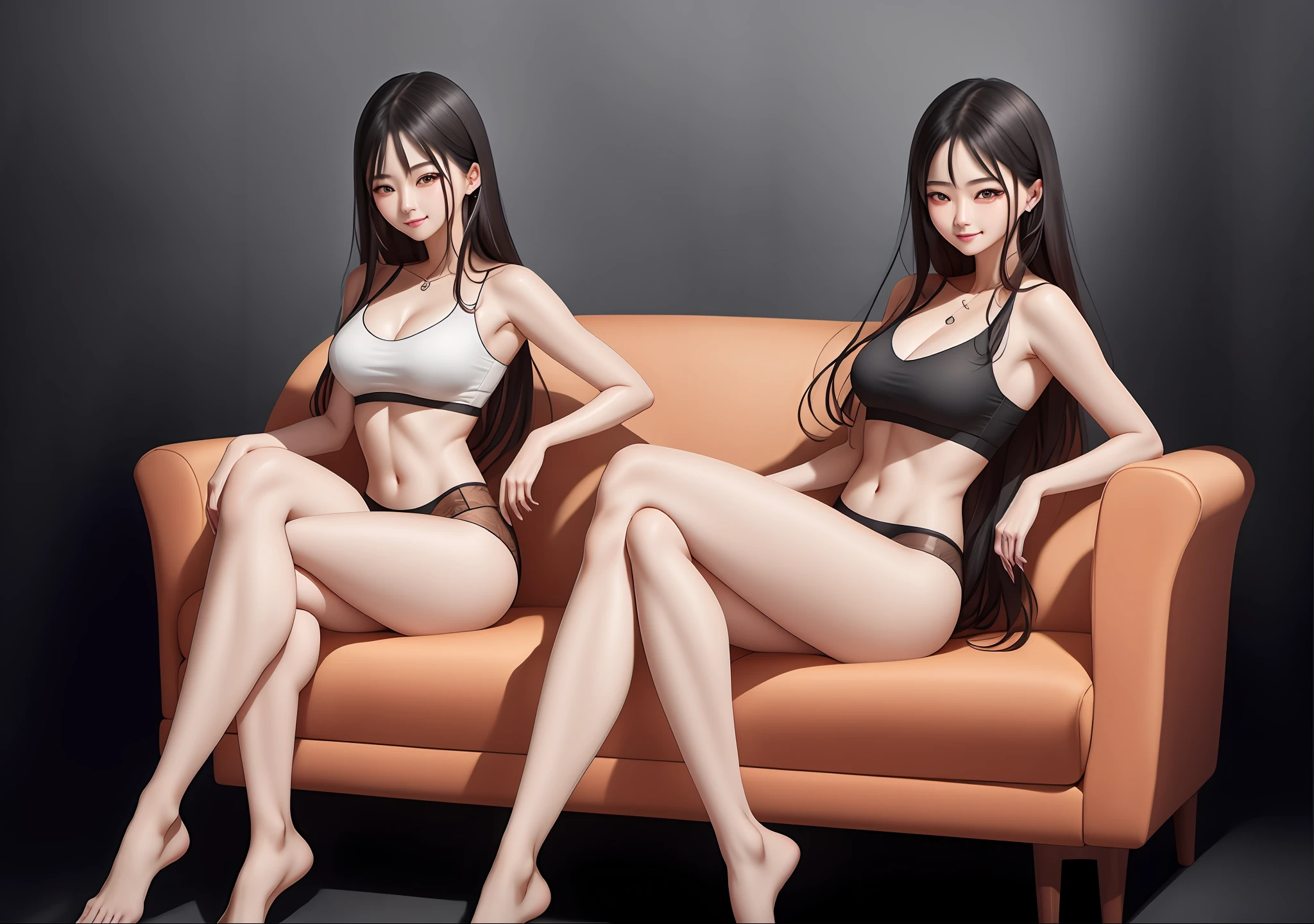 there is a woman in a white bra top sitting on a couch, beautiful asian girl, gorgeous young korean woman, beautiful south korean woman, beautiful asian woman, korean girl, gorgeous chinese model, beautiful young korean woman, asian girl, young asian girl, chinese girl, an asian woman, 8k artgerm bokeh, soft portrait shot 8 k