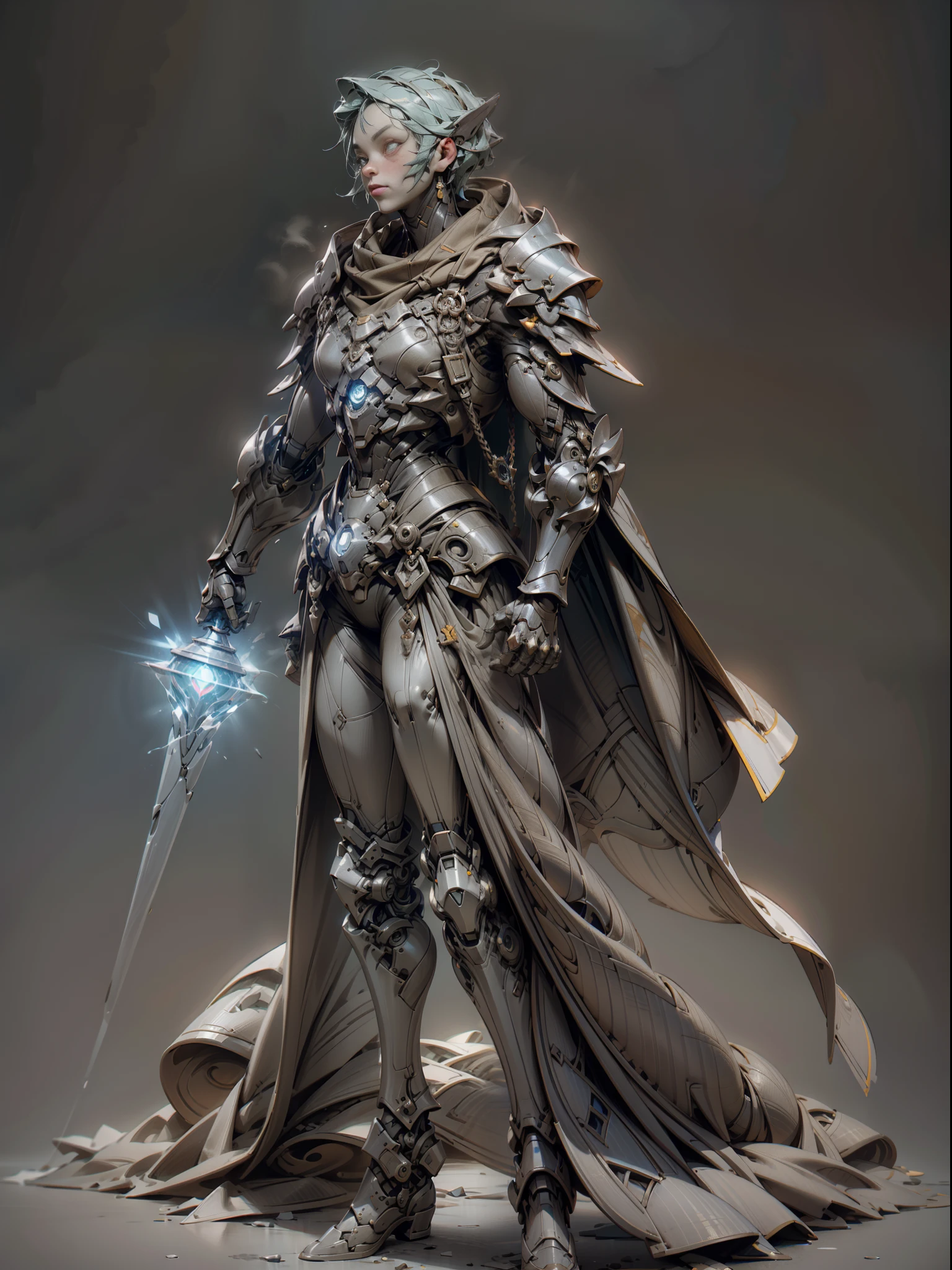 Ghost armor holding huge ice wand, mage, ice blue armor all over, super cool ghost mage, wearing ice blue cloak, huge staff, glowing magic ball, magic pose, tall figure, glowing eyes, tall figure, perfect body proportions, looking up, super detail, IP by pop mart, edge light, avatar, octane rendering, blender, full body, clean black background, 3d, c4d, best quality, very detailed, ancient technology, HDR (High Dynamic Range), Ray Tracing, NVIDIA RTX, Super Resolution, Unreal 5, Subsurface Scattering, PBR Textures, Post-processing, Anisotropic Filtering, Depth of Field, Maximum Sharpness and Acutance, Multi-layer Textures, Albedo and Highlight Maps, Surface Shading, Accurate Simulation of Light-Material Interactions, Perfect Proportions, Octane Rendering, Two-tone Illumination, Low ISO, White Balance, Rule of Thirds, Wide Aperture, 8K RAW, High Efficiency Sub-Pixel, Subpixel Convolution, Luminous Particles, Light Scattering, The Tyndall effect