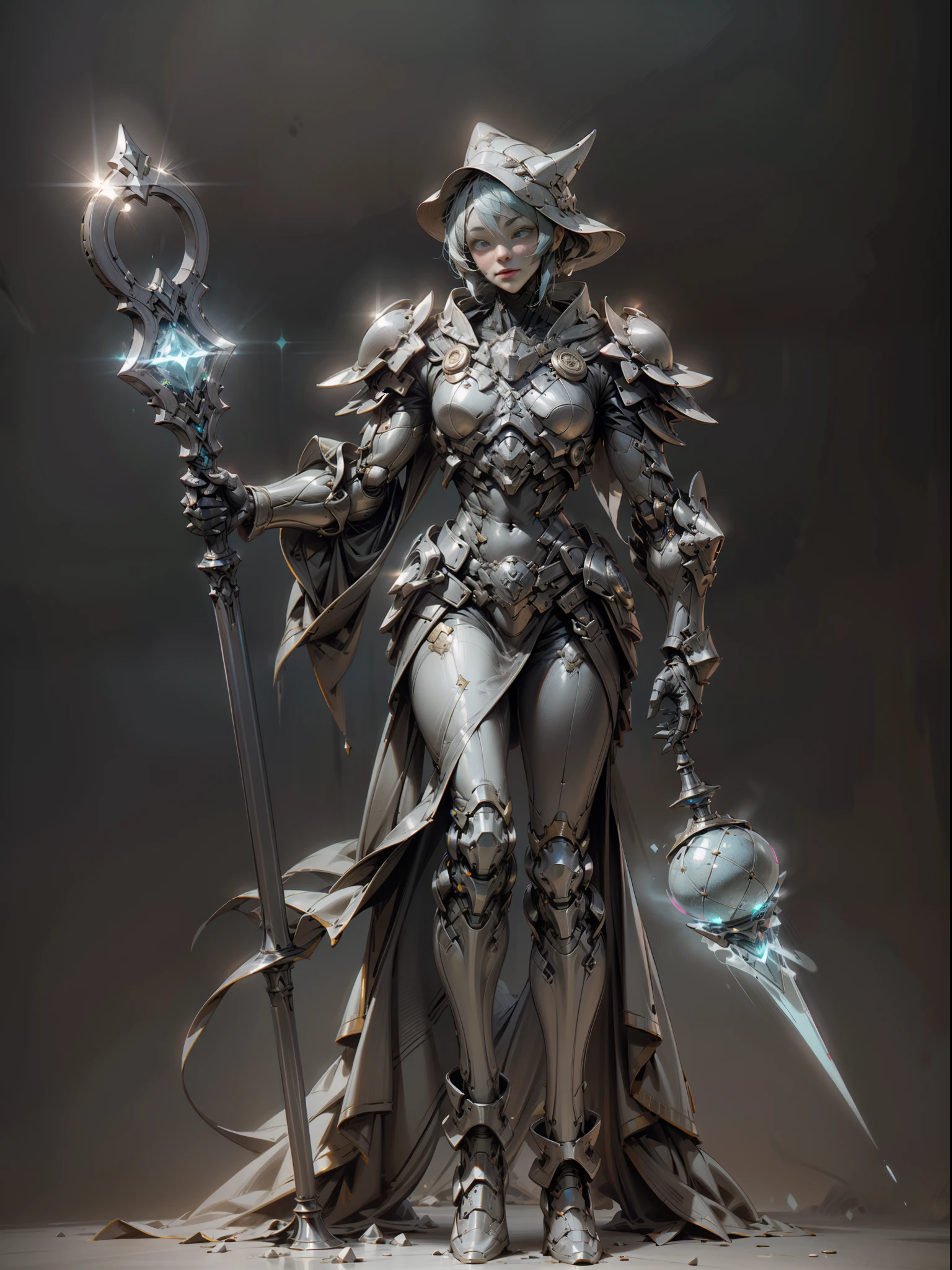 Ghost armor holding huge ice wand, mage, ice blue armor all over, super cool ghost mage, wearing ice blue cloak, huge staff, glowing magic ball, magic pose, tall figure, glowing eyes, tall figure, perfect body proportions, looking up, super detail, IP by pop mart, edge light, avatar, octane rendering, blender, full body, clean black background, 3d, c4d, best quality, very detailed, ancient technology, HDR (High Dynamic Range), Ray Tracing, NVIDIA RTX, Super Resolution, Unreal 5, Subsurface Scattering, PBR Textures, Post-processing, Anisotropic Filtering, Depth of Field, Maximum Sharpness and Acutance, Multi-layer Textures, Albedo and Highlight Maps, Surface Shading, Accurate Simulation of Light-Material Interactions, Perfect Proportions, Octane Rendering, Two-tone Illumination, Low ISO, White Balance, Rule of Thirds, Wide Aperture, 8K RAW, High Efficiency Sub-Pixel, Subpixel Convolution, Luminous Particles, Light Scattering, The Tyndall effect
