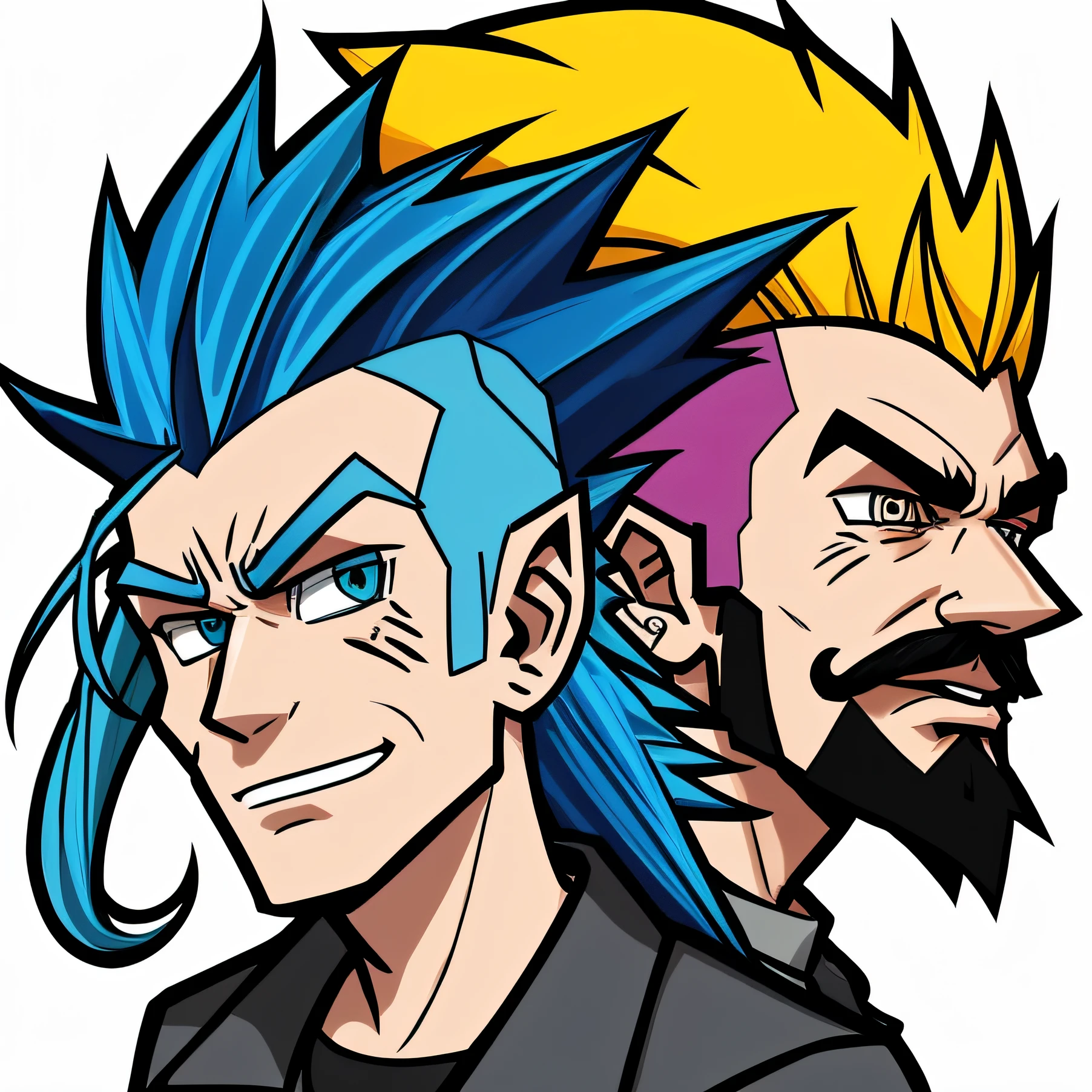 cartoon drawing of a man with a blue mohawk and a blue hair, blue mohawk, with a mohawk, blue head, mohawk, blue mohawk hairstyle, mowhawk, eboy, punk, drawn in microsoft paint, elfpunk, 2 d sprite, blue spiky hair, people with mohawks, travis bickle has a mohawk, pale head, jinx expression --auto