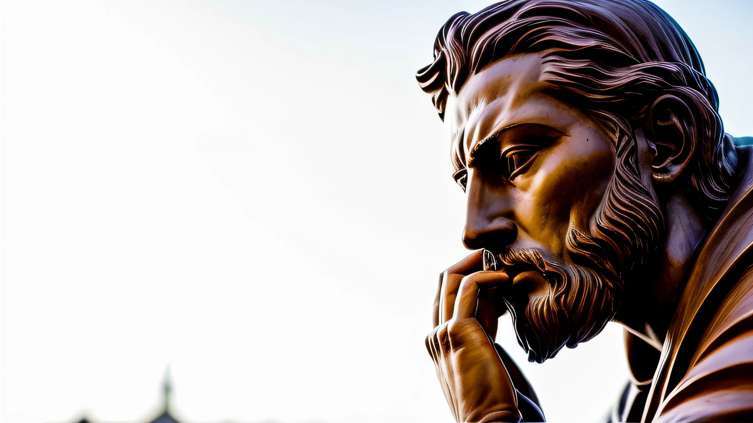 a close up of a statue of a man with a beard, thinker, philosopher, thinker pose, pensive, deep in thought, realistic 8k bernini sculpture, michelangelo sculpture, pensive expression, thoughtful expression, rodin style, the thinker, thoughtful ), thoughtful, his mind contemplating eternity, thoughtful pose, contemplating existence, rodin, auguste rodin
