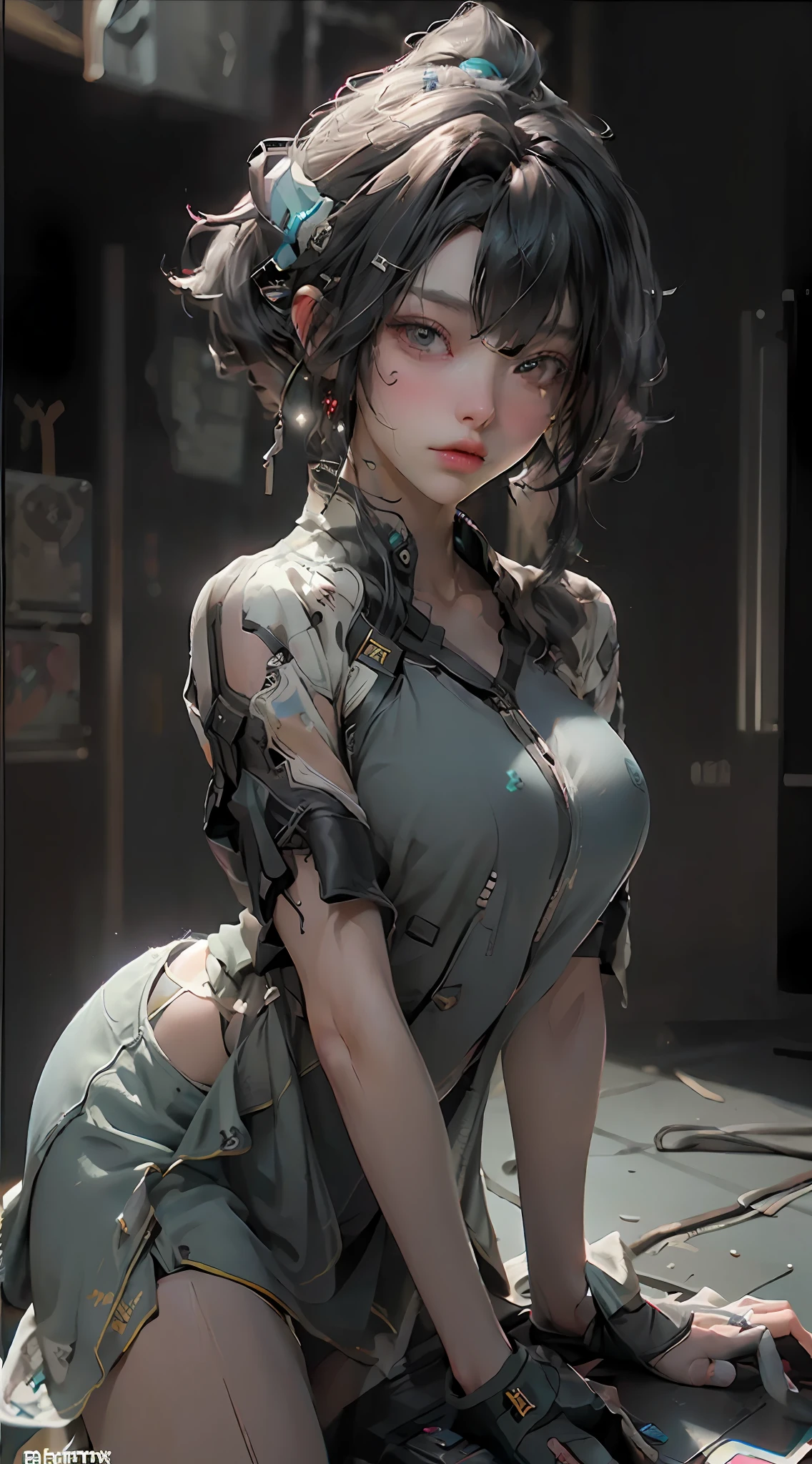 (Best Quality), ((Masterpiece), (Detail: 1.4), 3D, A Beautiful Cyberpunk Woman, HDR (High Dynamic Range), Ray Tracing, NVIDIA RTX, Super-Resolution, Unreal 5, Subsurface Scattering, PBR Textures, Post-Processing, Anisotropic Filtering, Depth of Field, Maximum Sharpness and Clarity, Multi-layer Textures, Albedo and Highlight Maps, Surface Shading, Accurate simulation of light-material interactions, perfect proportions, Octane Render, two-color light, large aperture, low ISO, white balance, rule of thirds, 8K RAW, standing,