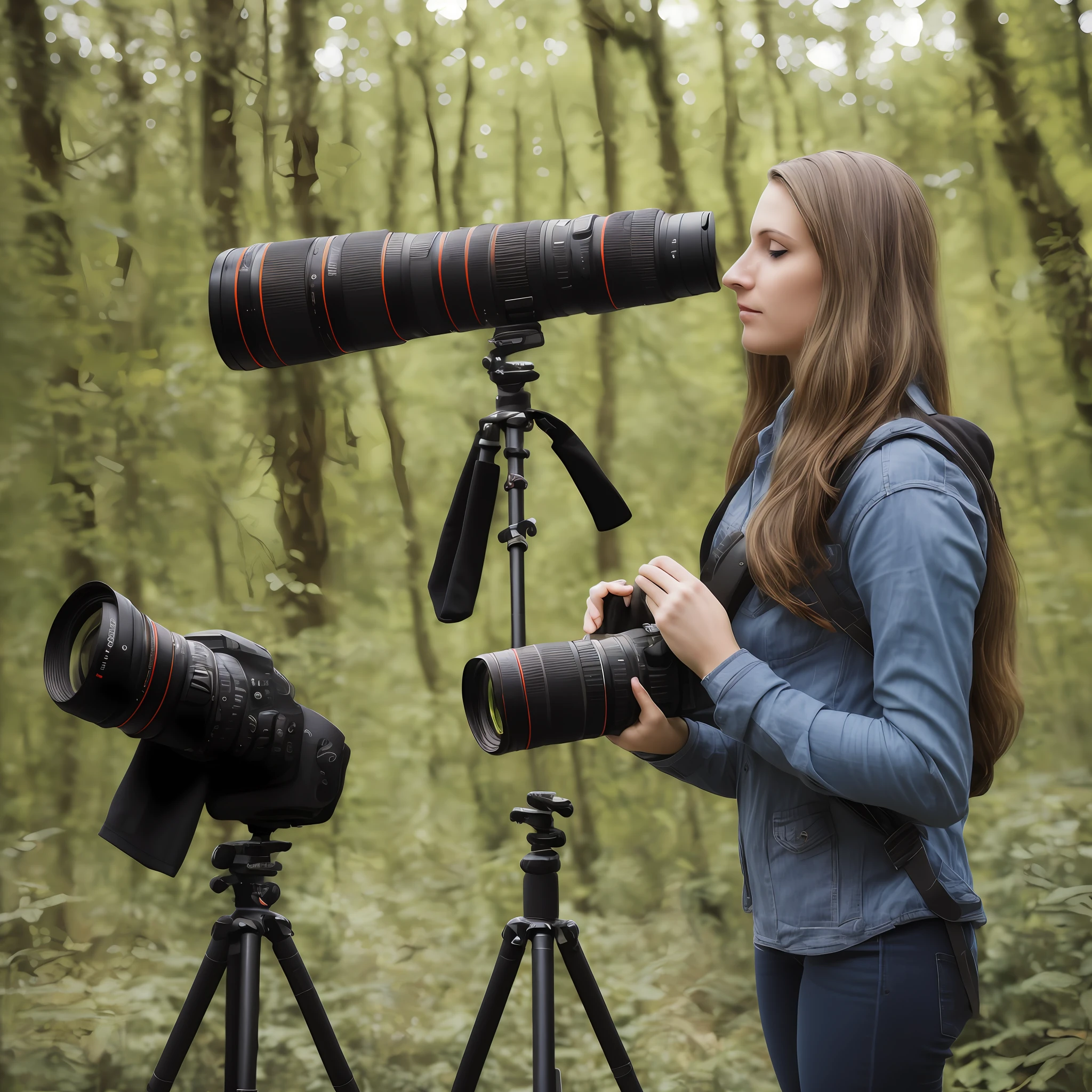 Female photographer in nature