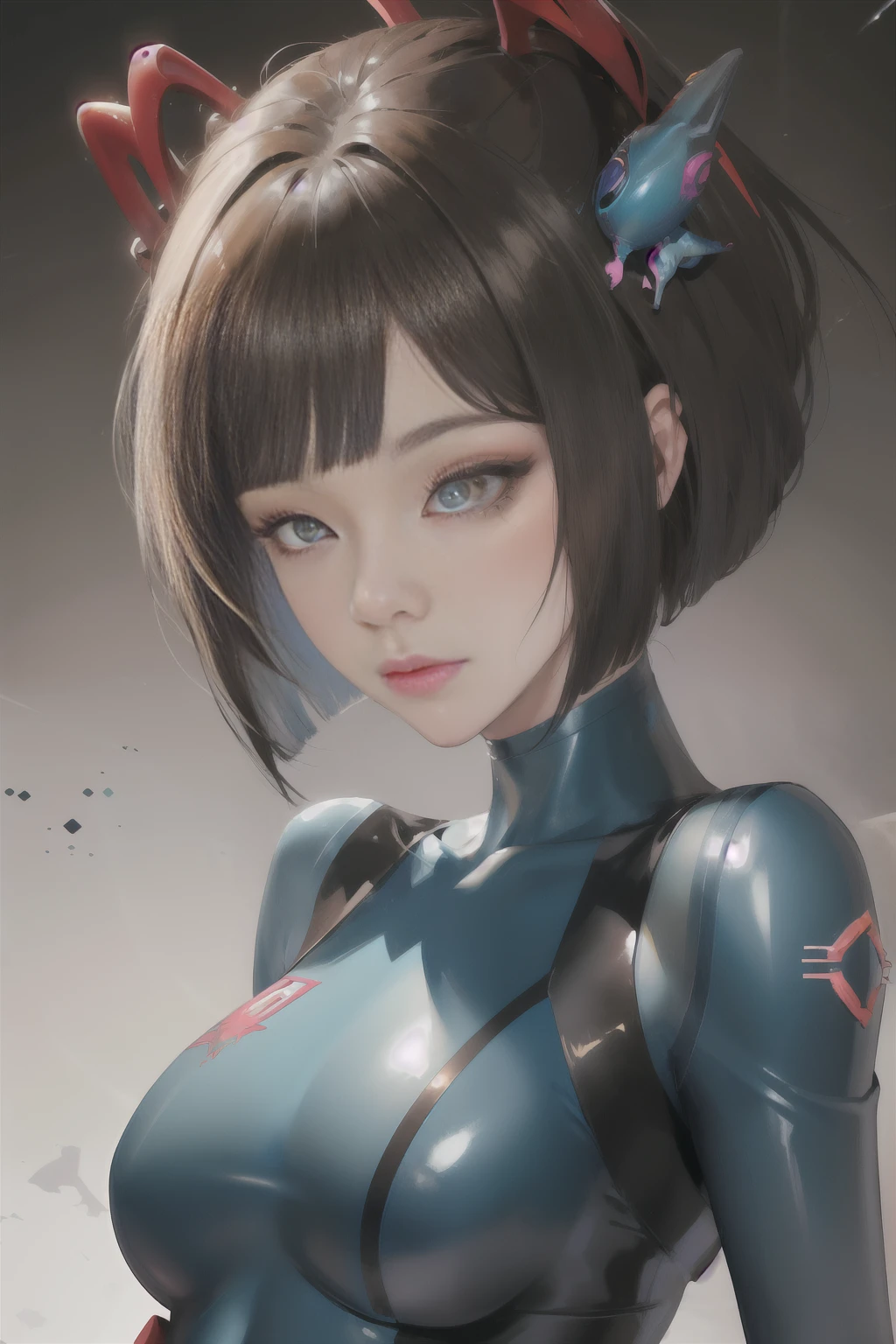 solo, super fine photo, realistic half body portrait Unreal Engine 5 8K UHD of beautiful girl, bob hair style, black metallic color scheme Metroid suit, best quality, masterpiece, official art, unified 8k wallpaper, super detailed, sharp focus, dynamic pose, body parts