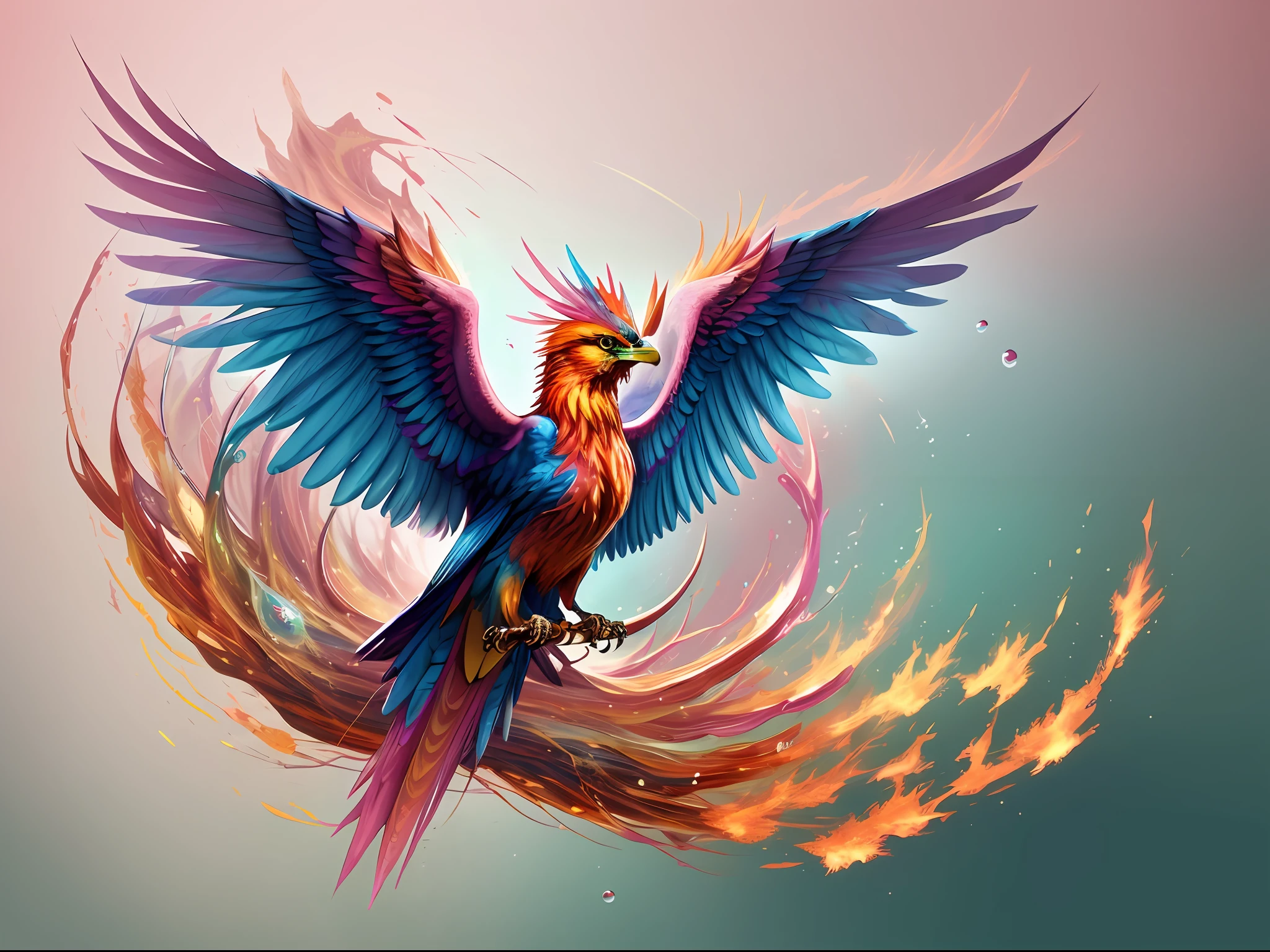a phoenix, colorful,
yang08k, photography, beautiful, pink background,
masterpieces, superior quality, best quality, official art, beautiful and aesthetic, realistic,