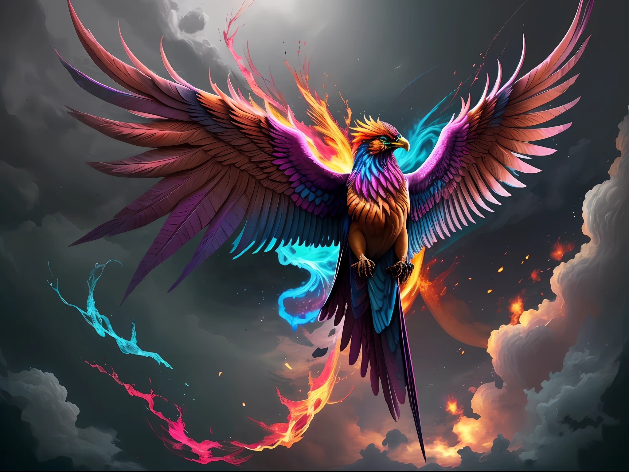 a phoenix, colorful,
yang08k, photography, beautiful, pink background,
masterpieces, superior quality, best quality, official art, beautiful and aesthetic, realistic,
