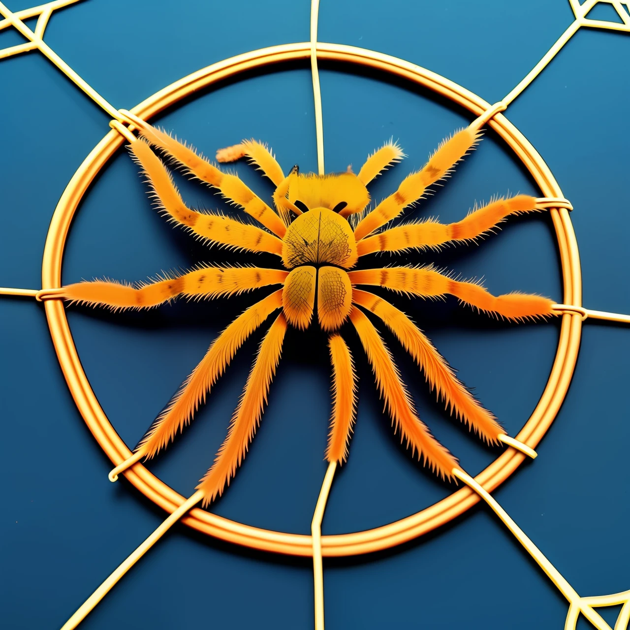 I want a tarantula weaving the symbol of Corinthians with its own web, I want the symbol to be in 3d style, I want it to look like the spider is finishing weaving the symbol in the upper right corner, on top of the symbol wants it to be written goes Corinthians with the spider's own web
