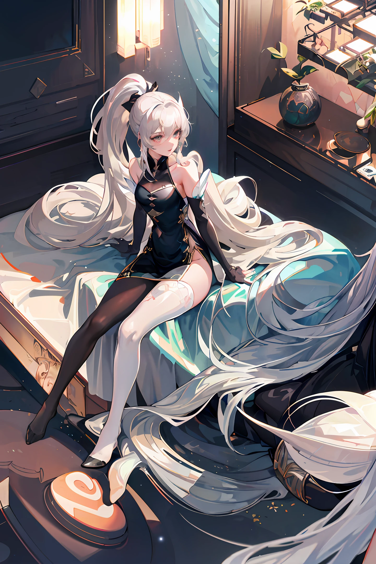 White silk black silk white hair 165 height Luo Yu double repair sweet girl anime
