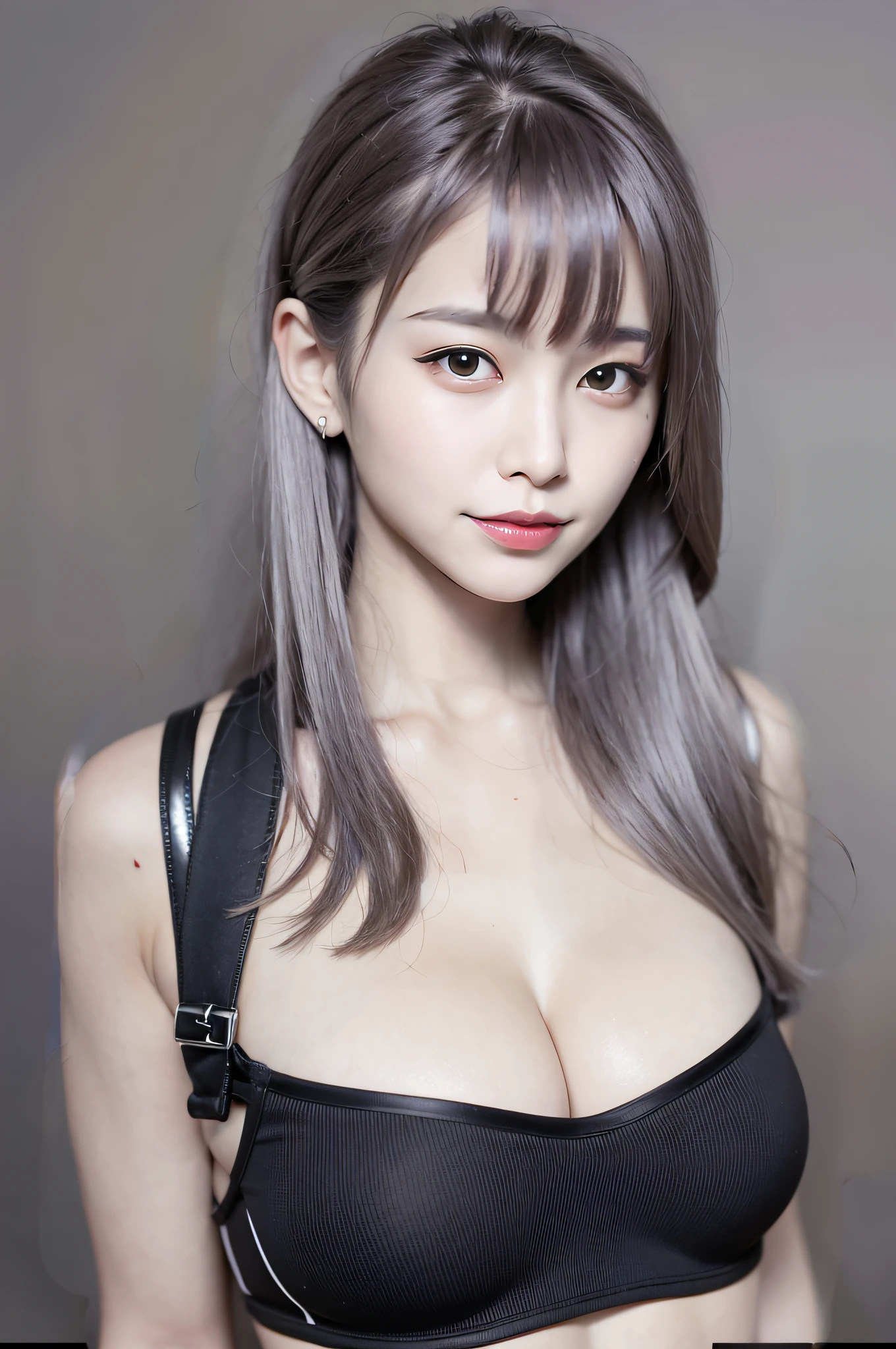 Gray hair, semi-long hair, ponytail