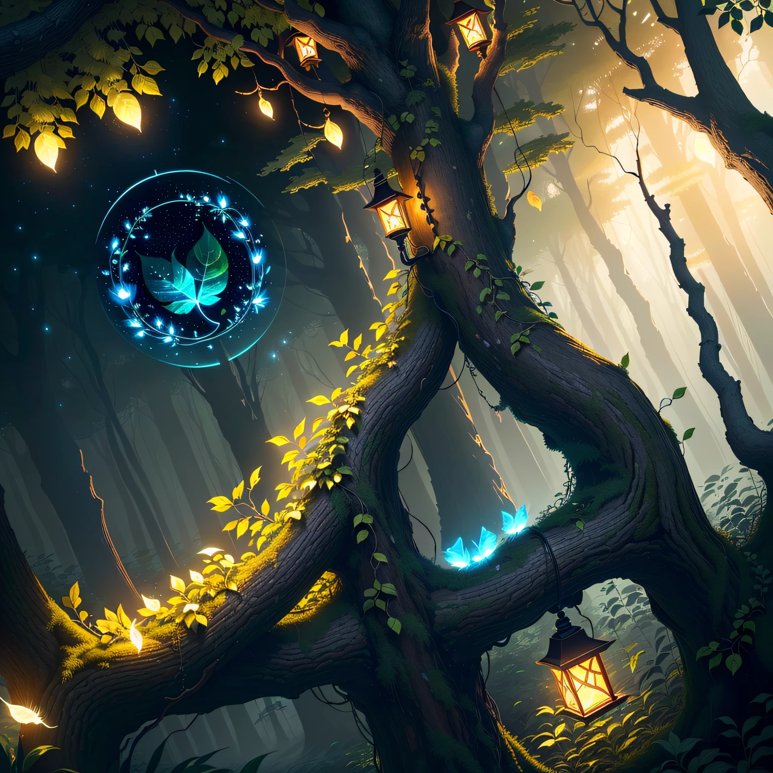 UI design, web site design, landing page, in darkmode, tree of life, chatbot, creative, beautiful button and layout, dribble, unique, futuristic, 8k, pop color, --auto