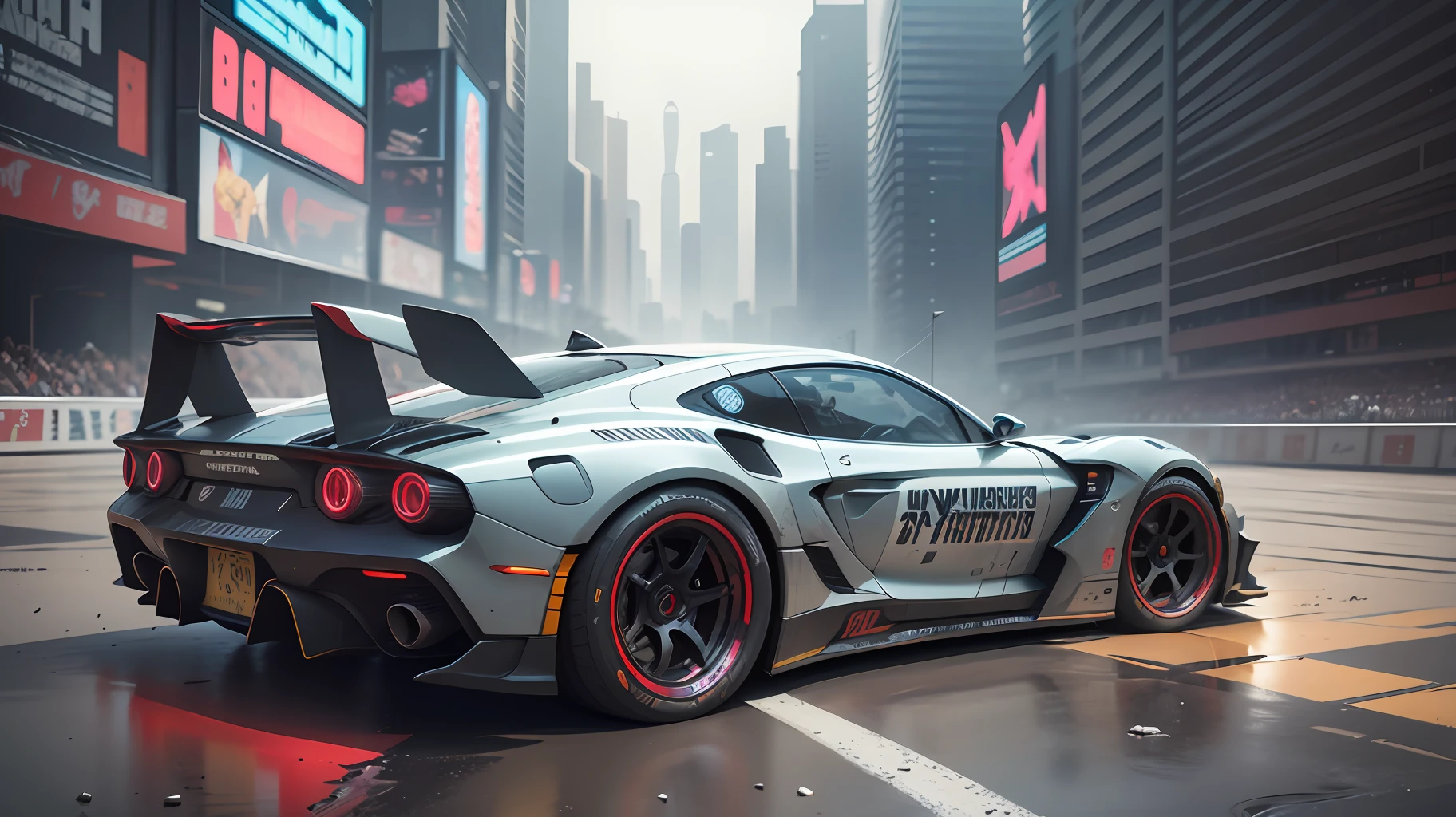 Futuristic vehicle in cyberpunk scenario render high octane, hyper realistic, extreme details, cinematic, trend in artstation | Bladerunner aesthetic, by Pablo Picasso style, in_hongkong, racetrack setting, apocalyptic, magnificent futuristic vehicle, high octane cyberpunk render scenario, hyper realistic, extreme details, cinematic, trend in artstation | Bladerunner aesthetics, Pablo Picasso style --auto