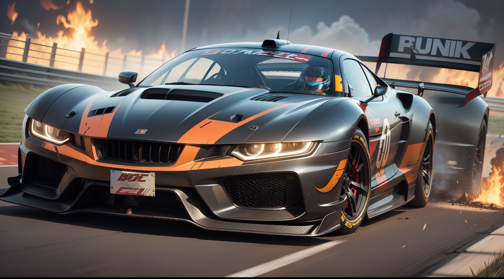 highres, UHD, ccurate, masterpiece, super detail, high quality, high details, 4K, award winning, best quality, "Racing, transformers, Intense racing, Immersive track, Robot deformation, metal texture, Burning tire marks, Shocking action scenes, Brilliant special effects, Domineering model design.