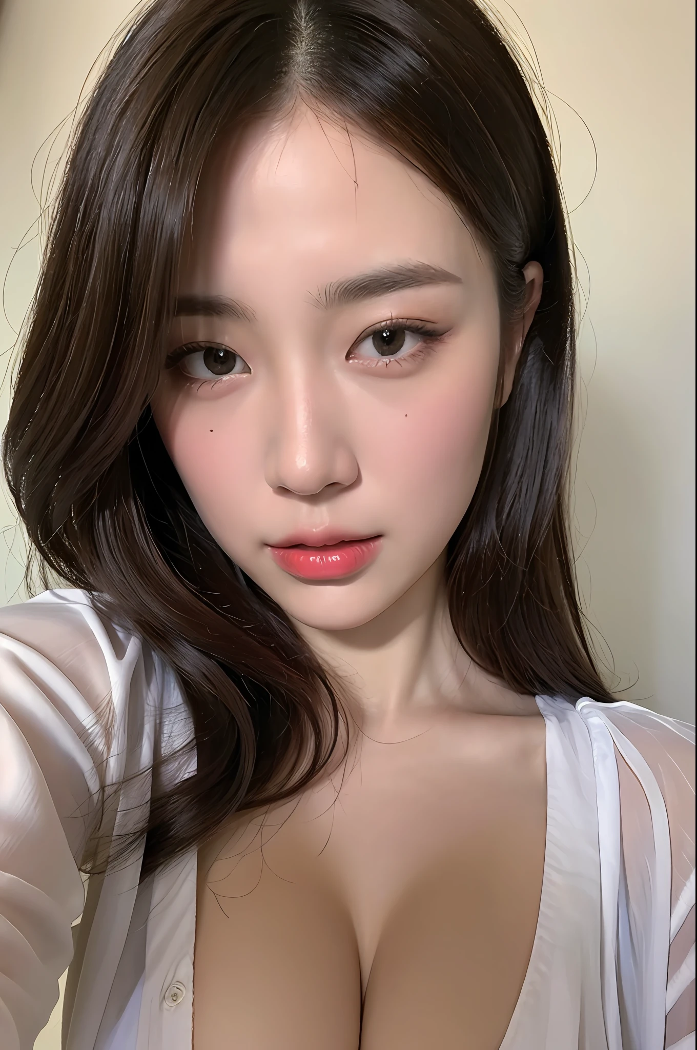 (Best quality, 8k, 32k, Masterpiece, UHD:1.3),Photo of glamorous Japanese woman, 1girl, (large breasts:1.2), abs, perfect body, (transparent shirt:1.1), ultra-detailed face, detailed lips, detailed eyes, double eyelid