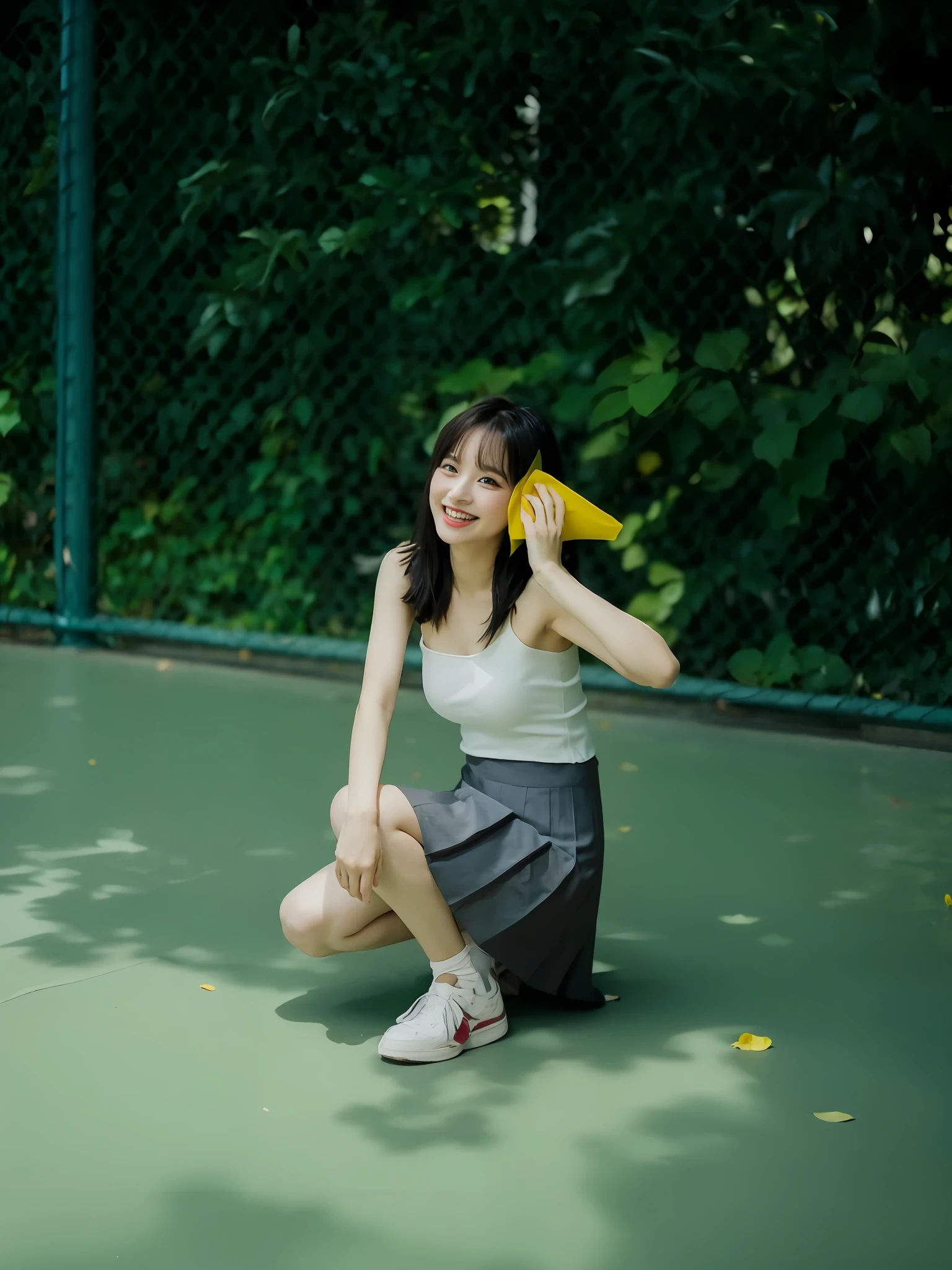Flowers all over the wall, (best light: 1.2, cute Korean girl: 1.2, [white dress: 1.3], full body, beautiful dance moves, wearing pink long-haired mink bandeau dress, multicolored flower wall, poster level, flowers on the wall are not crowded, elegant and colorful: 1.1, bright and moving: 1.1, [ultra-detailed: 1.2 + dynamic pose + delicate: 1.2],), big breasts, pursed lips and smiles, The sides are five-colored flowers, the wall is pink hydrangeas, roses, colorful chrysanthemums, and the background wall is a wall of flowers dominated by pink