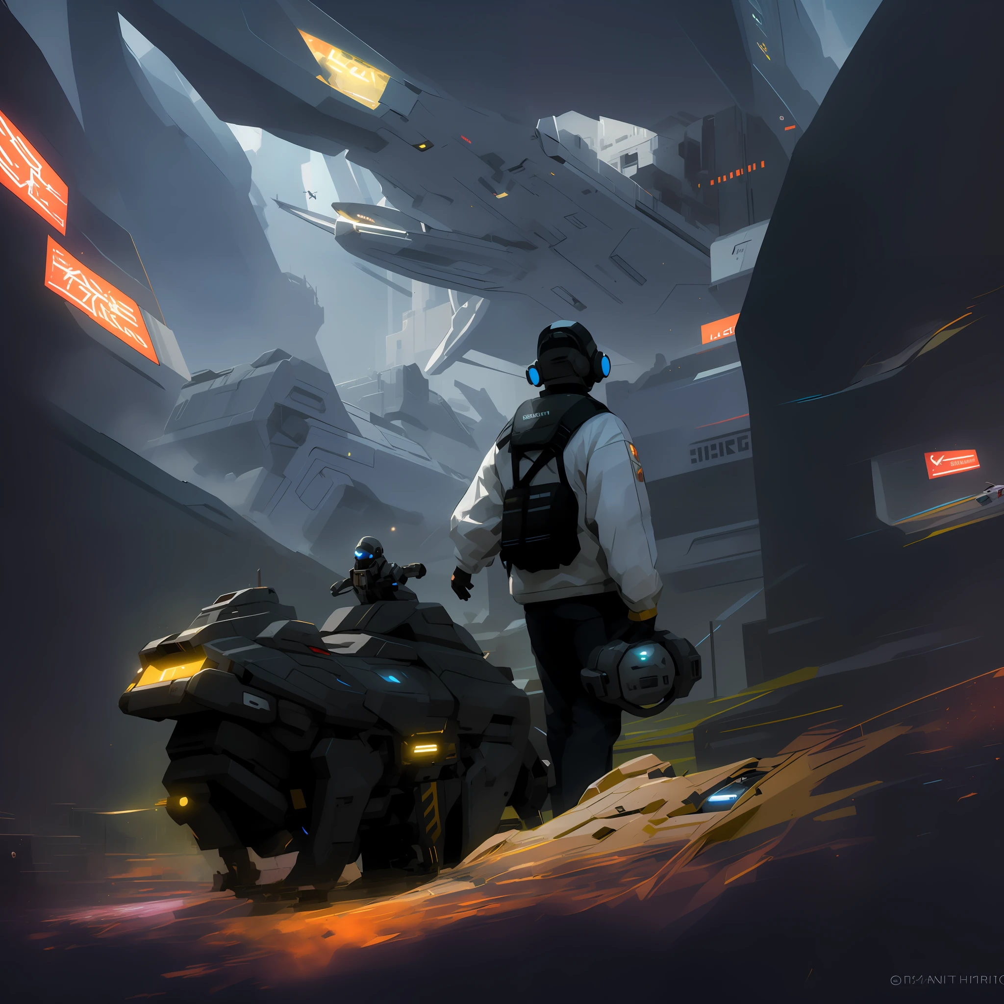 futuristic sci - fi art of two people in a futuristic city, ismail inceoglu and ruan jia, sparth style, james gurney and andreas rocha, inspired by Craig Mullins, craig mullins style, star citizen digital art, greg rutkowski and krenz cushart, sci fi concept art, sci - fi concept art, sci - fi illustration