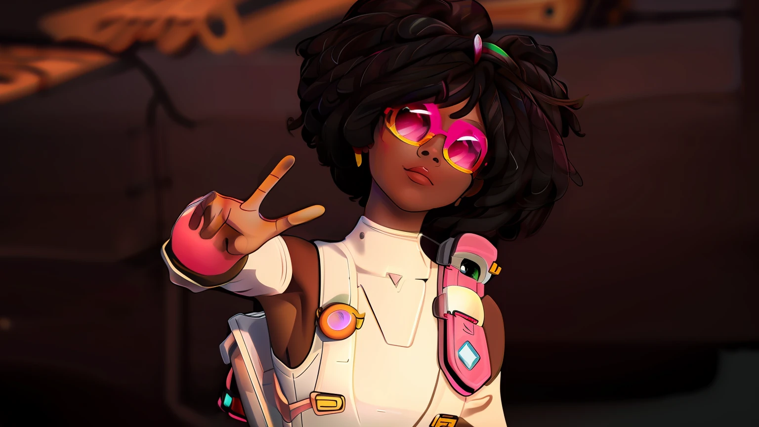 pink single lens sunglasses, pretty eyes, pink pupils, very detailed eyes